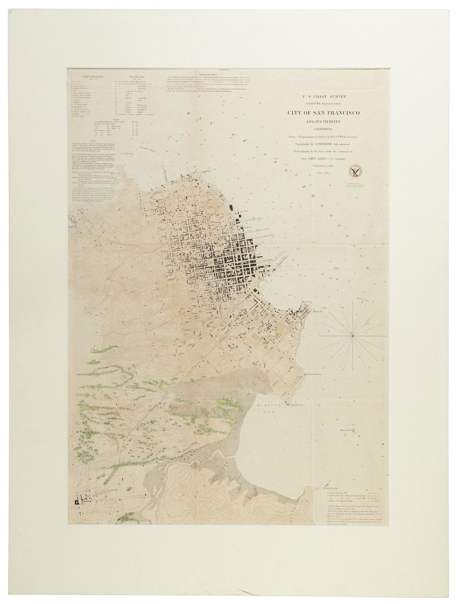 Coast Survey map of San Francisco 1853: Heading: -1853 Author: U.S. Coast Survey Title: U.S. Coast Survey A.D. Bache Superintendent City of San Francisco and Its Vicinity, California. From a Trigonometrical Survey by R.D. Cutts, Assistant. 