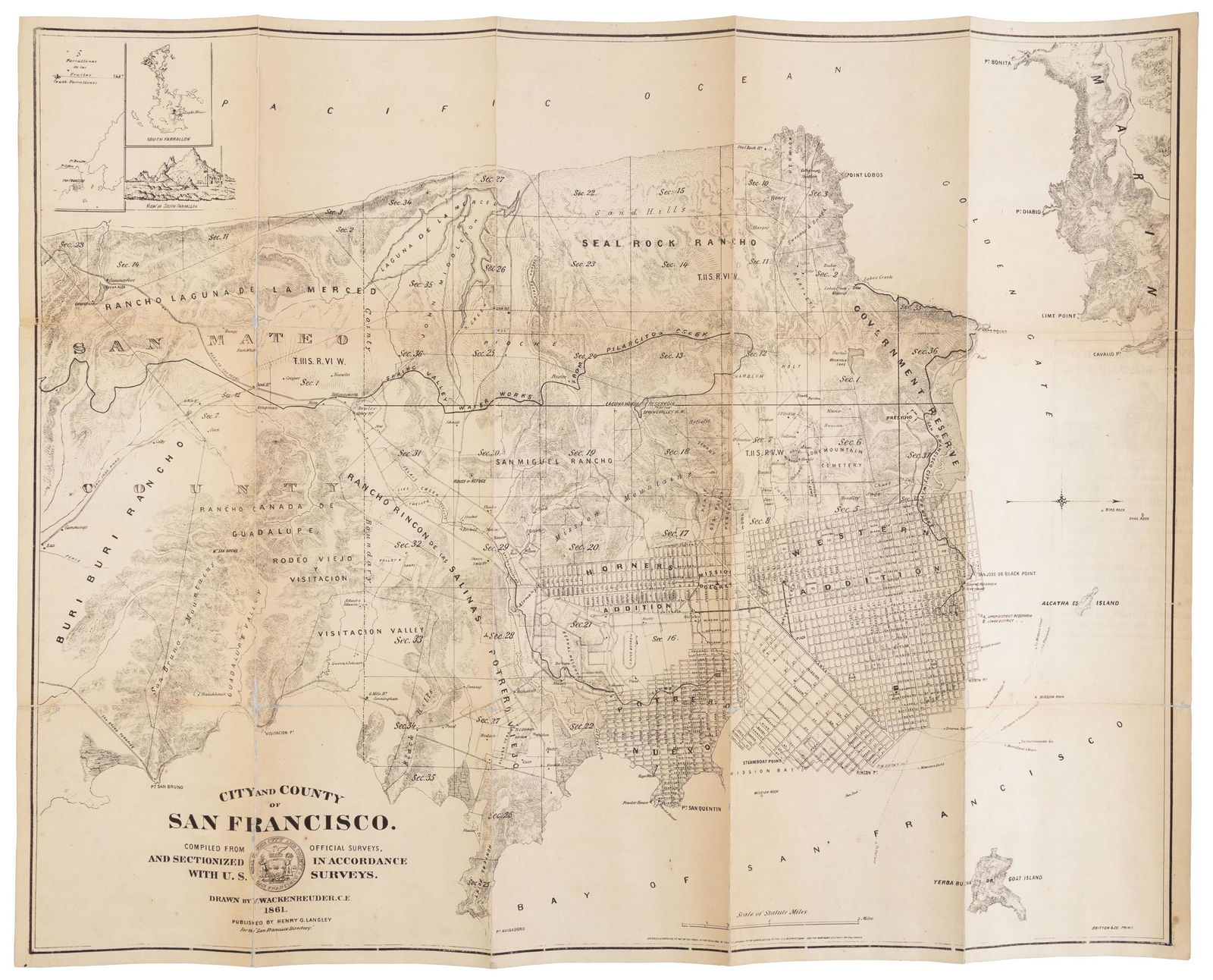 Wackenreuder map for 1861 Langley Directory of SF (1 of 3)