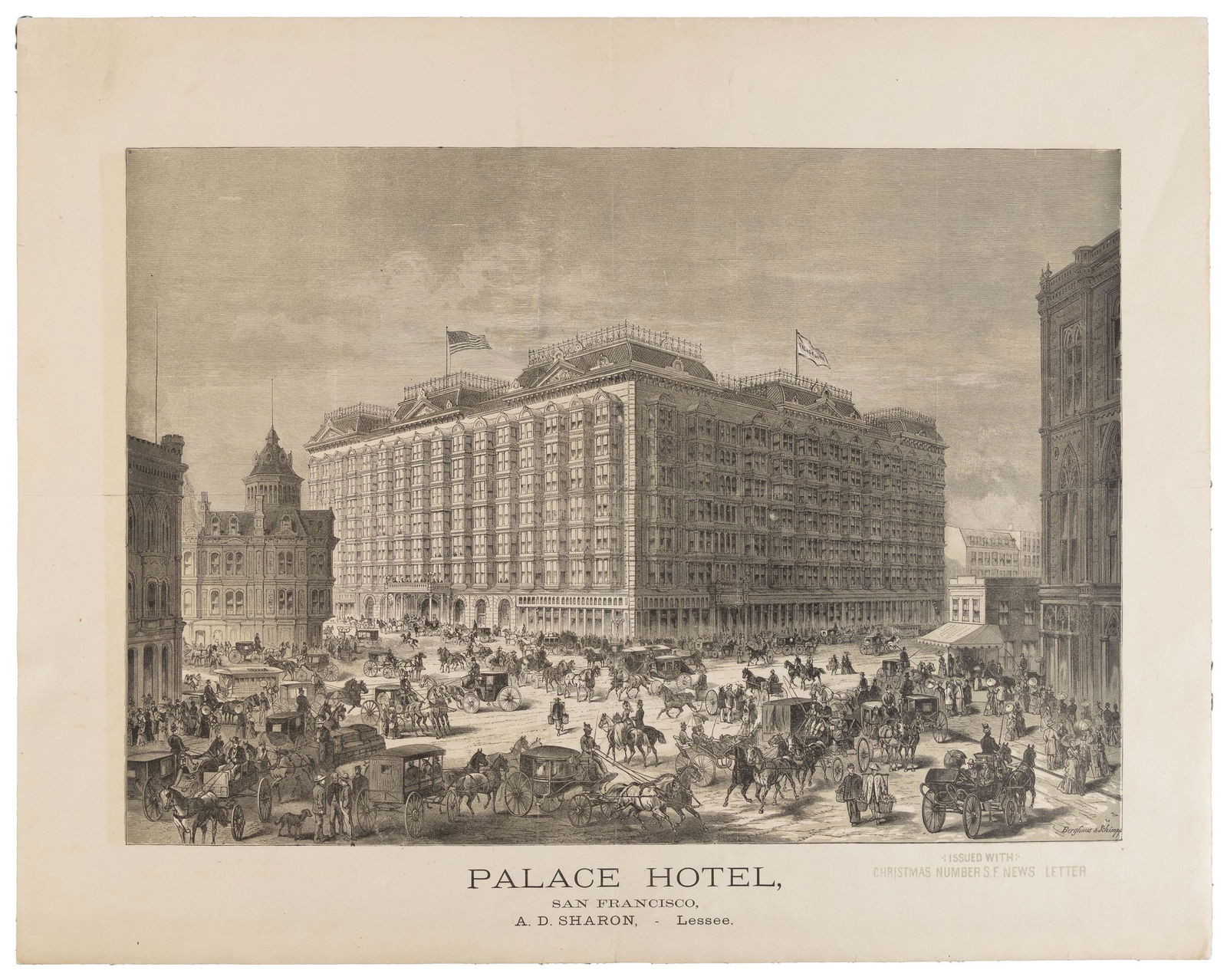 Lithograph of the Palace Hotel, S.F., c.1885 (1 of 3)
