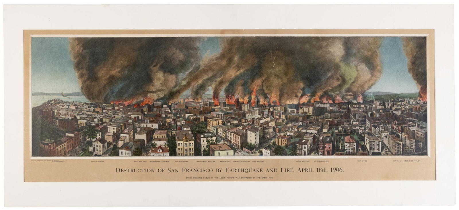Color print of post-quake San Francisco in flames (1 of 3)