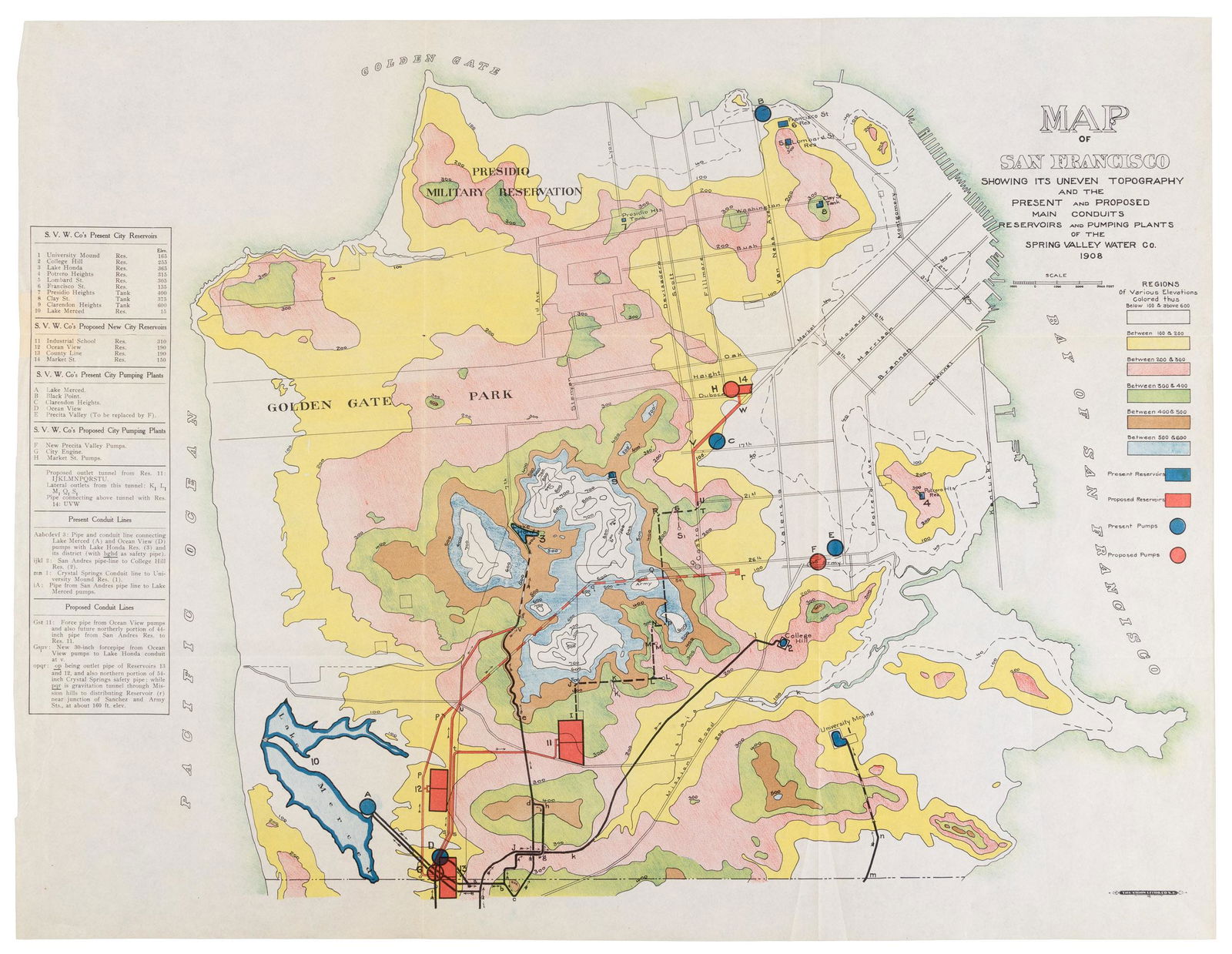 Color map of S.F. showing water system 1908 (1 of 4)