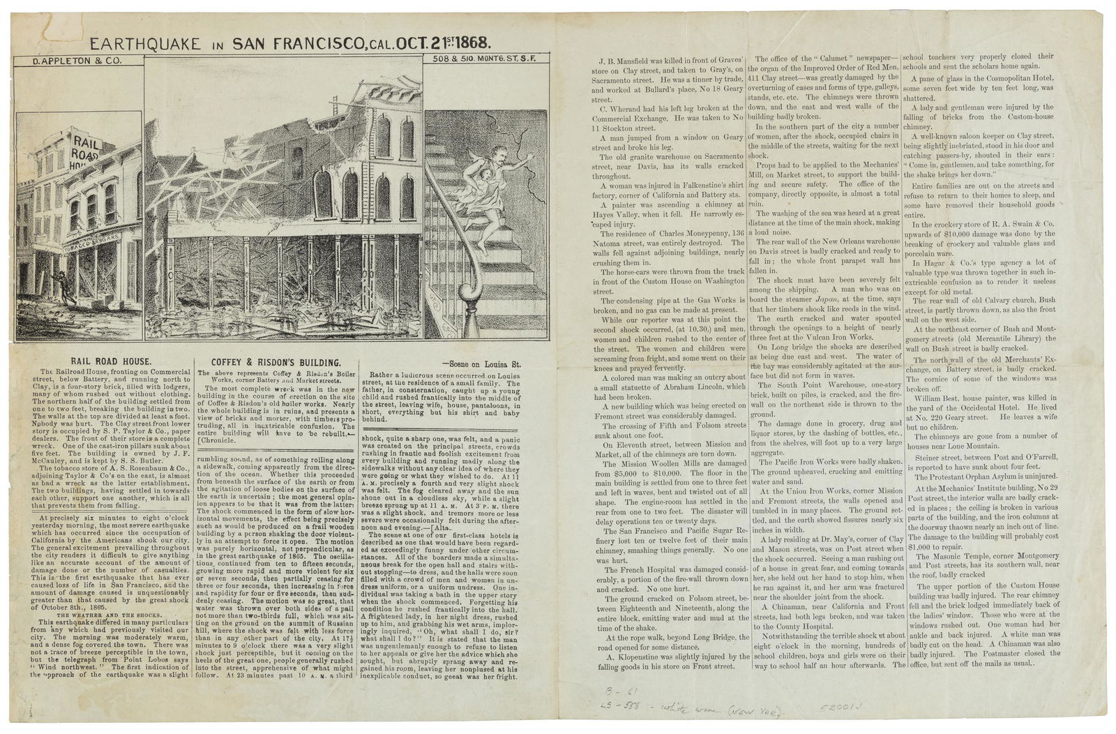 Pictorial Letter Sheet SF Earthquake 1868 (1 of 2)