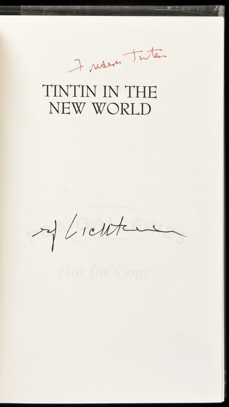 Tintin in the New World sgnd Lichtenstein & autho: Title: Tintin in the New World: A Romance Author: Tuten, Frederic Description: 239 pp. Frontispiece drawing and cover drawing by Roy Lichtenstein. In glossy illustrated boards, glassine decorative dus