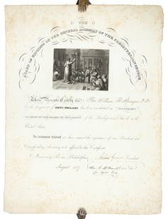 Ornate Engraved Presbyterian Missions Appointment: Heading: (African-American, 1837)Author: Green, Rev. AshbelTitle: Ornate Engraved Presbyterian Missionary Document Place Published: Philadelphia Publisher:Board of Missions of the General Assembly of