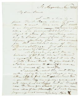 Black Seminole defeat in the Florida Seminole War: Heading: (African-American, 1841 - Seminole War)Author: Axtell, Rev. HenryTitle: Capture of Black Seminole insurgents, near the end of the War in Florida; Autograph Letter Signed Place Published: St.