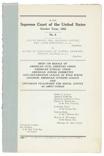 Brown vs Board of Education Amicus Brief: Heading: (African-American, 1952)Author: Leskes, Theodore and Sol Rabkin, counselTitle: In the Supreme Court of the United States October Term, 1952. No. 8. Brief on Behalf of American Civil