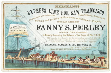 Clipper Ship Sailing Card for Fanny S. Perley by Nesbitt