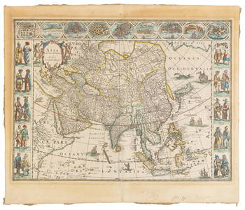 Carte-a-figures map of Asia by Blaeu