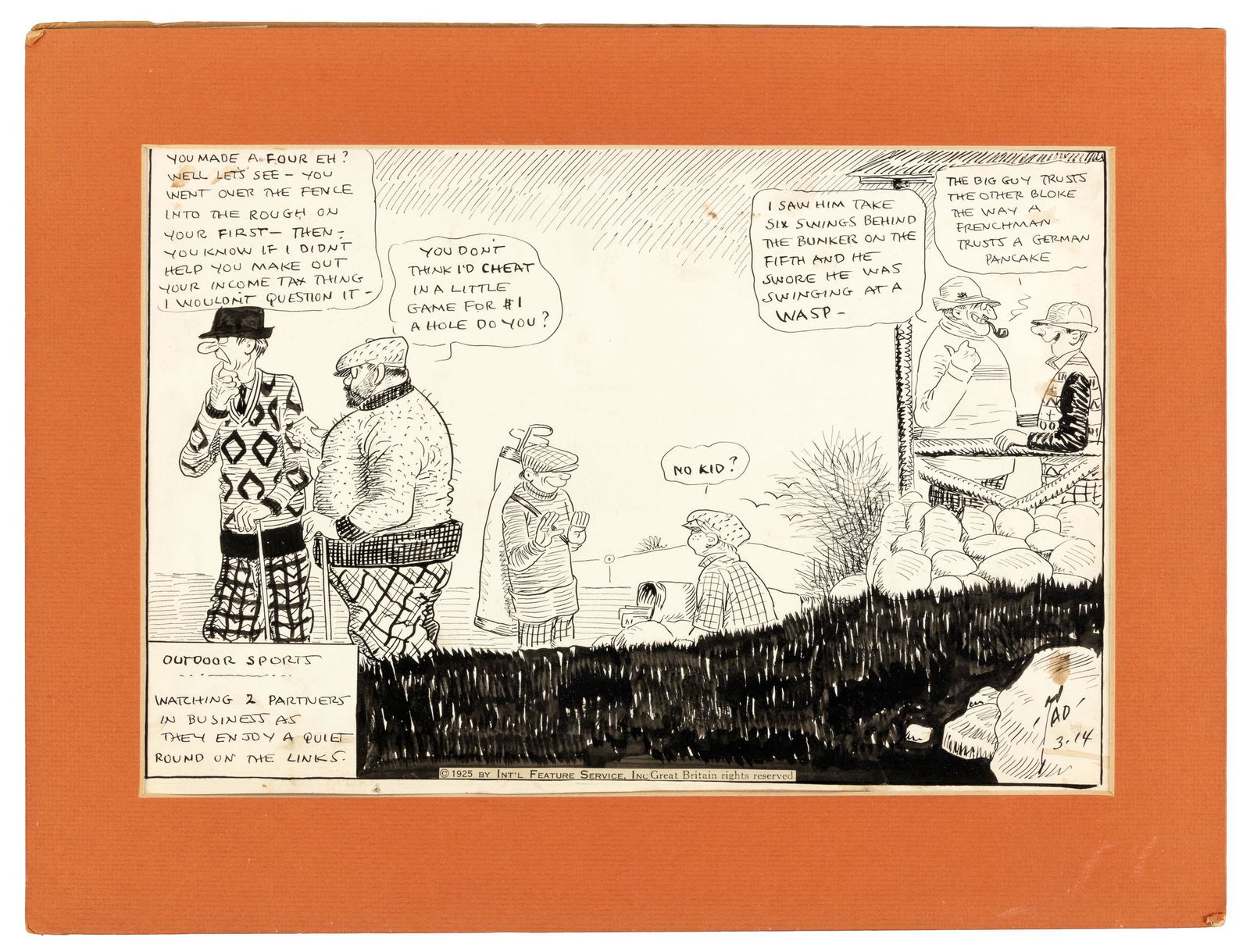 Original golf comic art by A. Dugan (1 of 3)