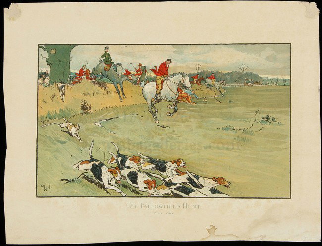 5 color prints by Cecil Aldin Fallowfield Hunt: Title: Five color prints from The Fallowfield Hunt Author: Aldin, Cecil Description: Five color prints from The Fallowfield Hunt series: The Breakfast at the Three Pigeons, Breaking Cover, Full Cry, T