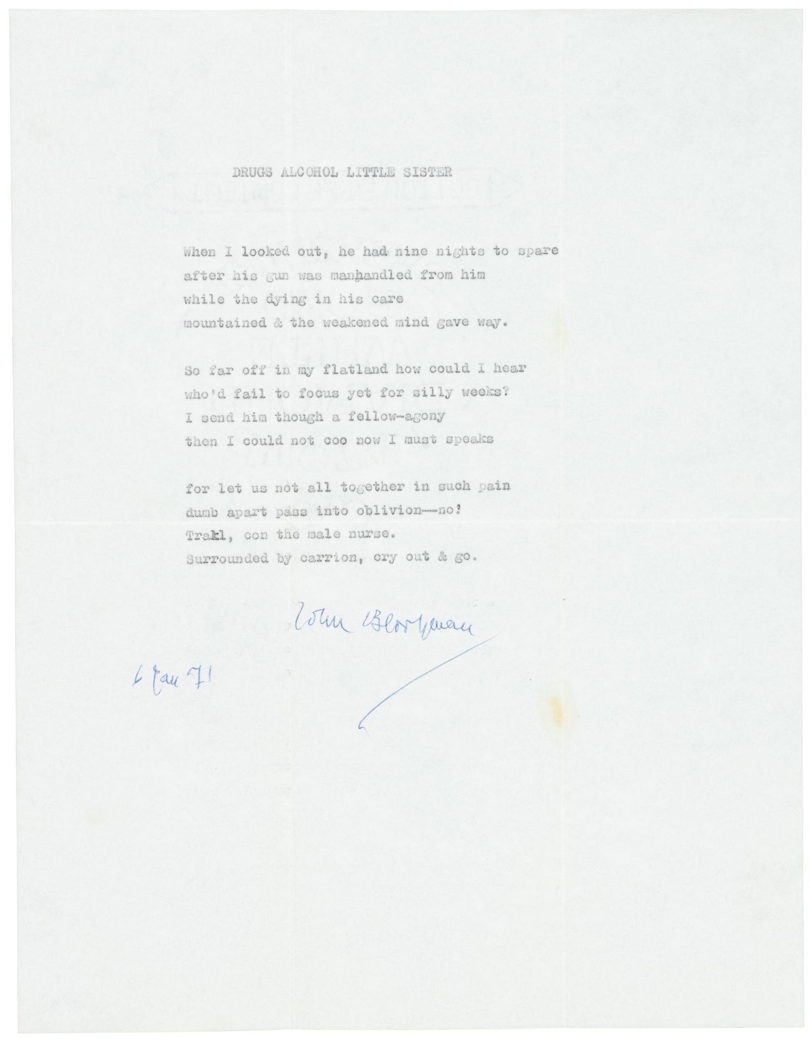 Original signed letter and poem by John Berryman (1 of 3)