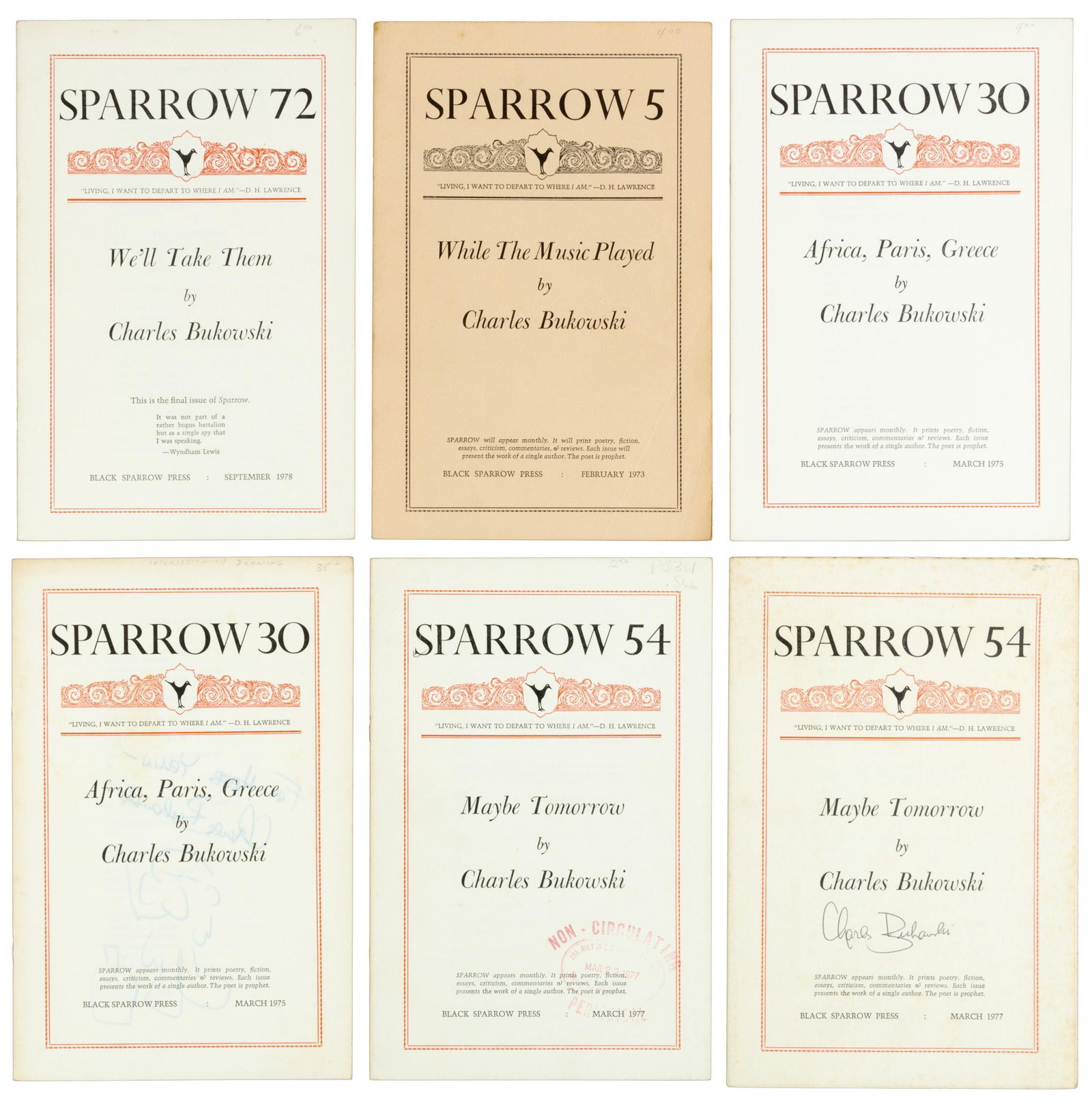 6 issues of Sparrow 2 signed by Buk (1 of 3)
