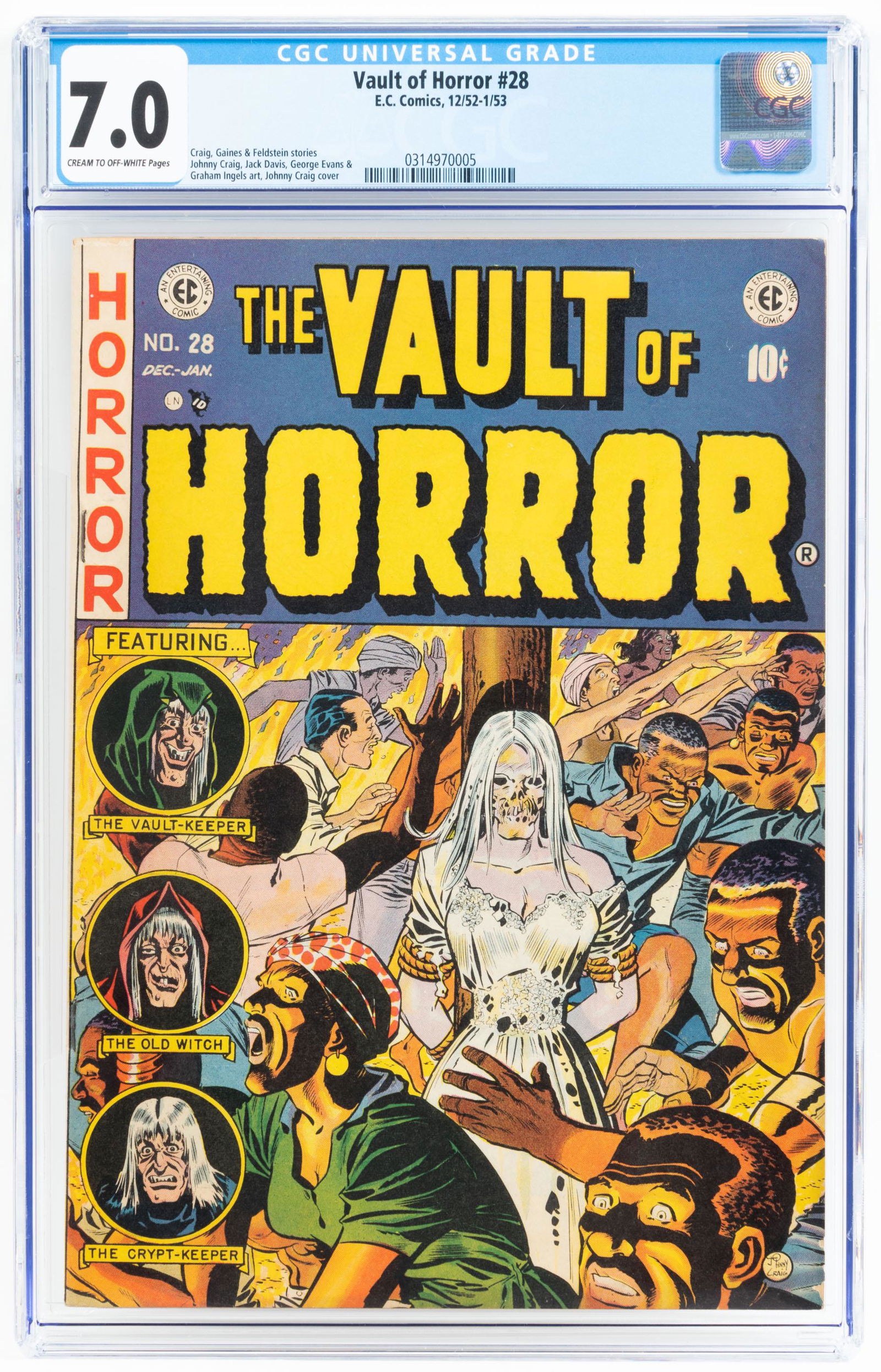 VAULT OF HORROR #28 * CGC 7.0 * Drunken Ingels Self-Caricature (1 of 2)