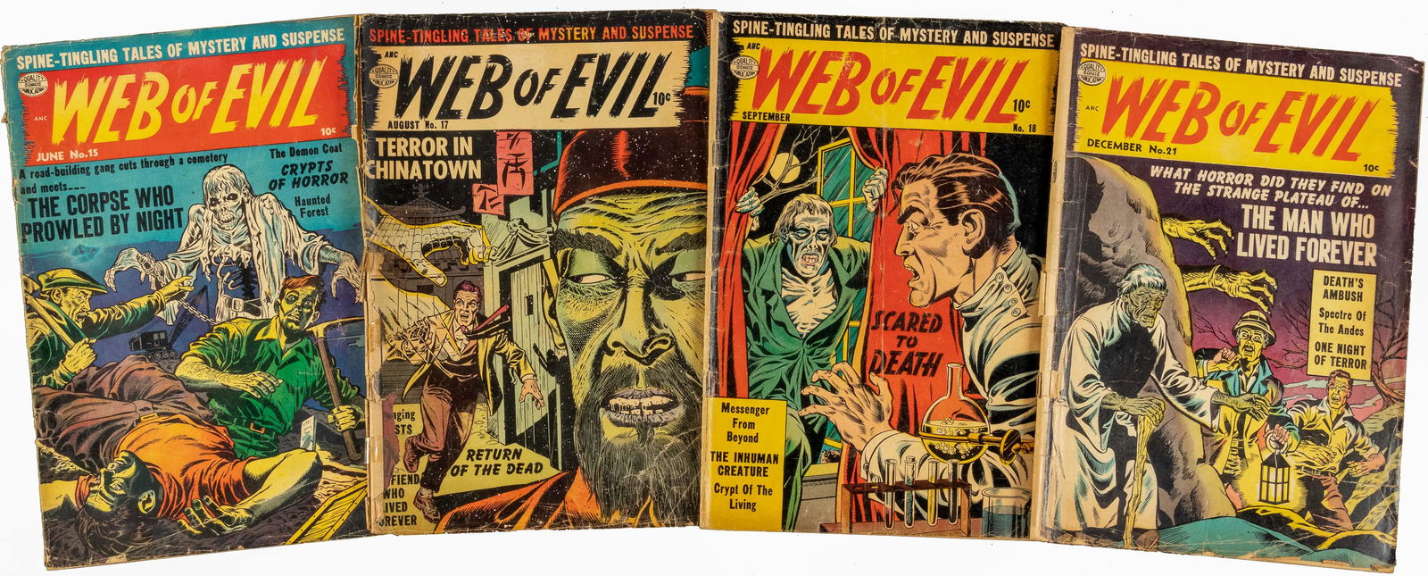 WEB OF EVIL #s 15, 17, 18, 21 * Lot of 4 QUALITY Horror Mags (1 of 2)