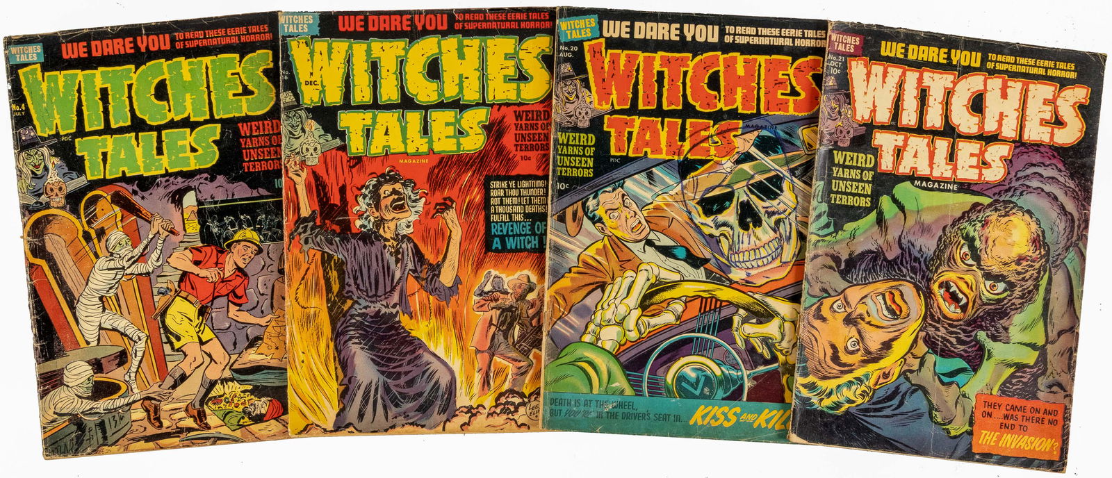 WITCHES TALES #s 4, 16, 20 & 21 * Lot of 4 Harvey Horror Mags (1 of 2)