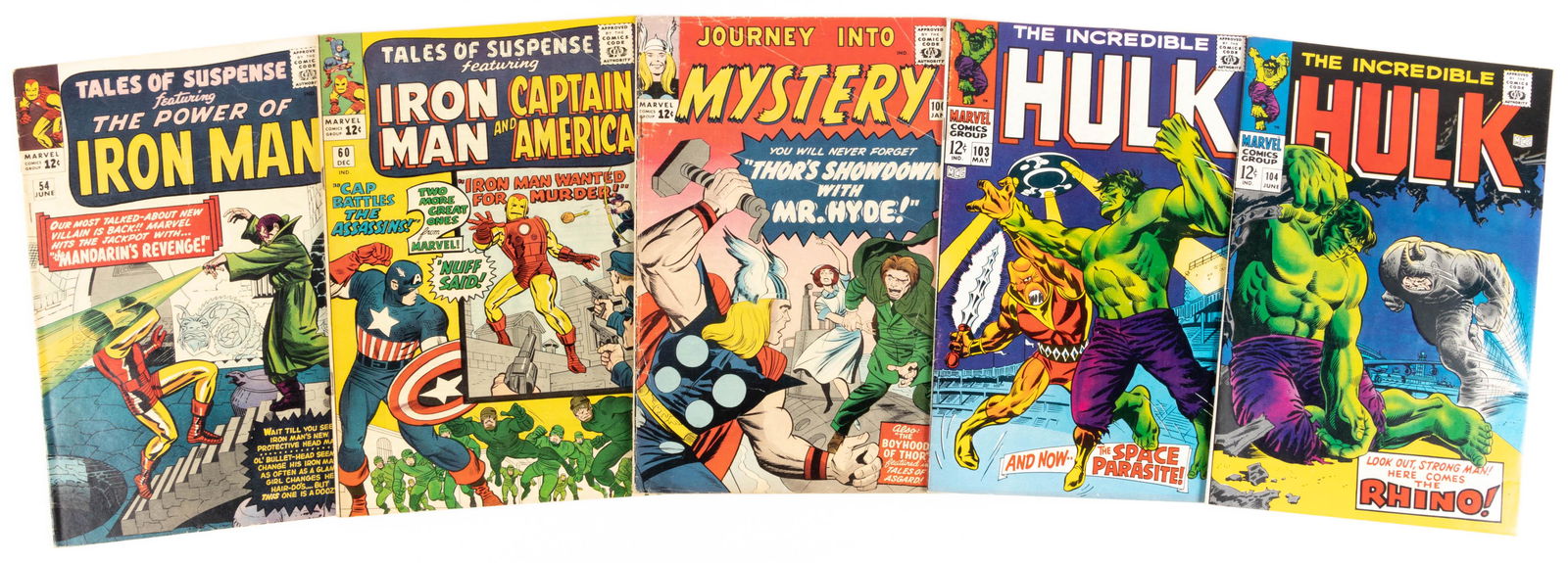 MARVEL: Lot of 5 Hulk, Journey Into Mystery & Tales Of Suspense mags (1 of 2)