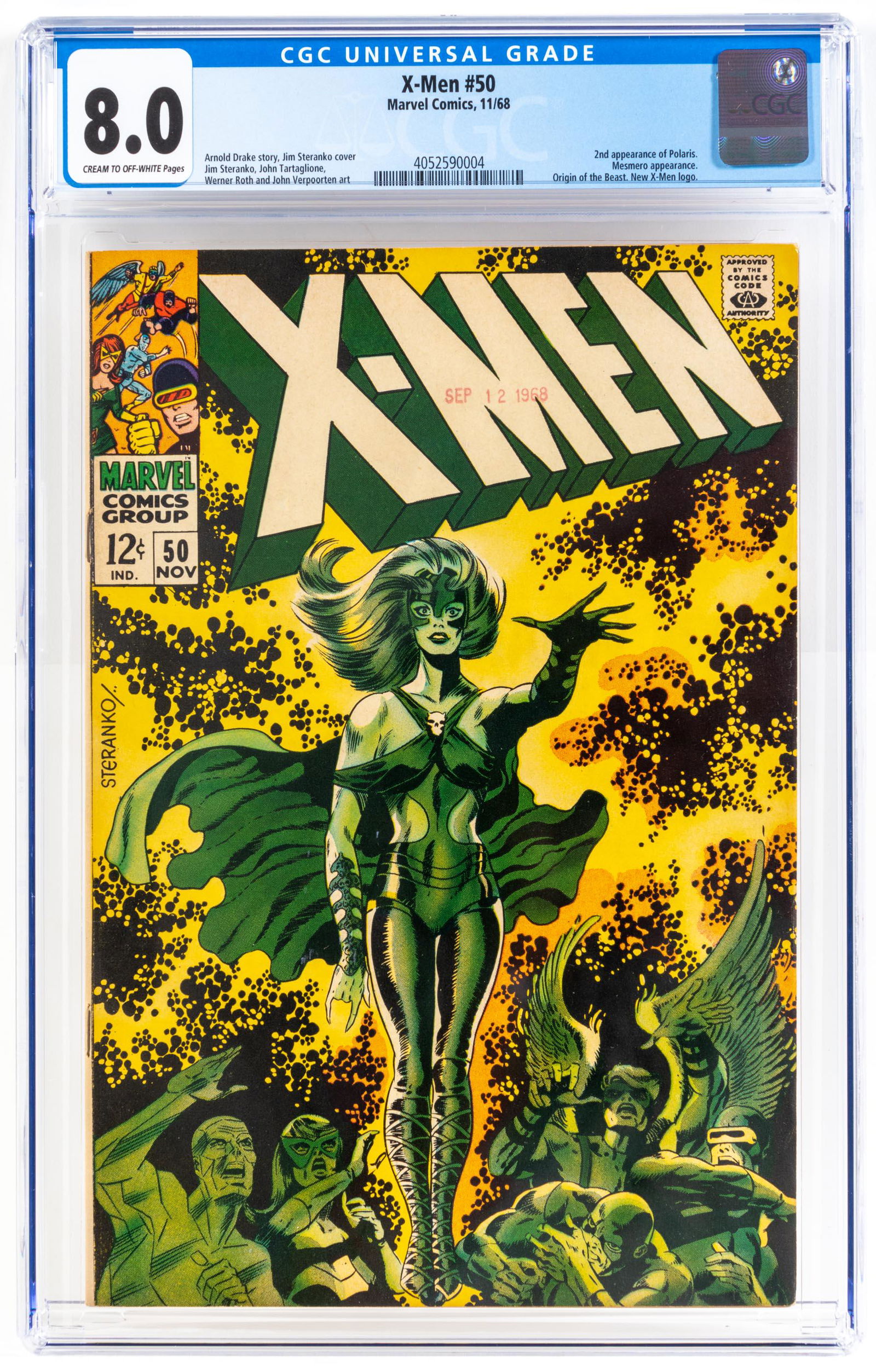 X-MEN #50 * CGC 8.0 * Classic STERANKO Polaris Cover * Steranko'd Right in the Face (1 of 2)