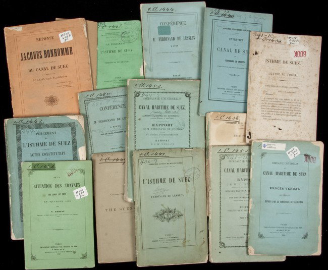 20 rare booklets on the Suez Canal, 1855-1874: Title: Collection of twenty booklets on the construction and other aspects of the Suez Canal Author: Lesseps, Ferdinand de, et al. Description: Includes: [Lesseps, Ferdinand de]. Isthme de Suez. Lettr