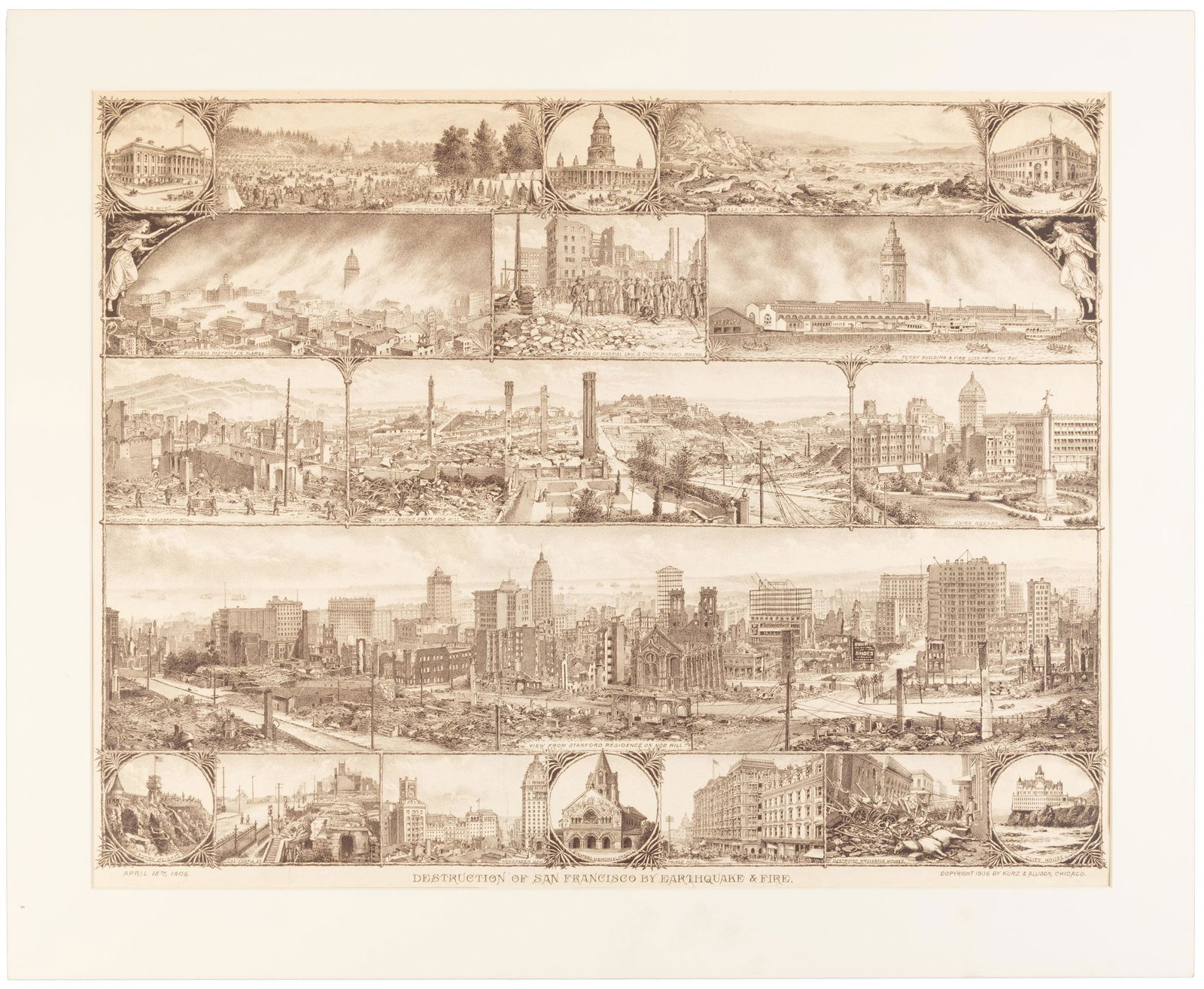 Kurz & Allison litho of San Francisco Earthquake (1 of 10)