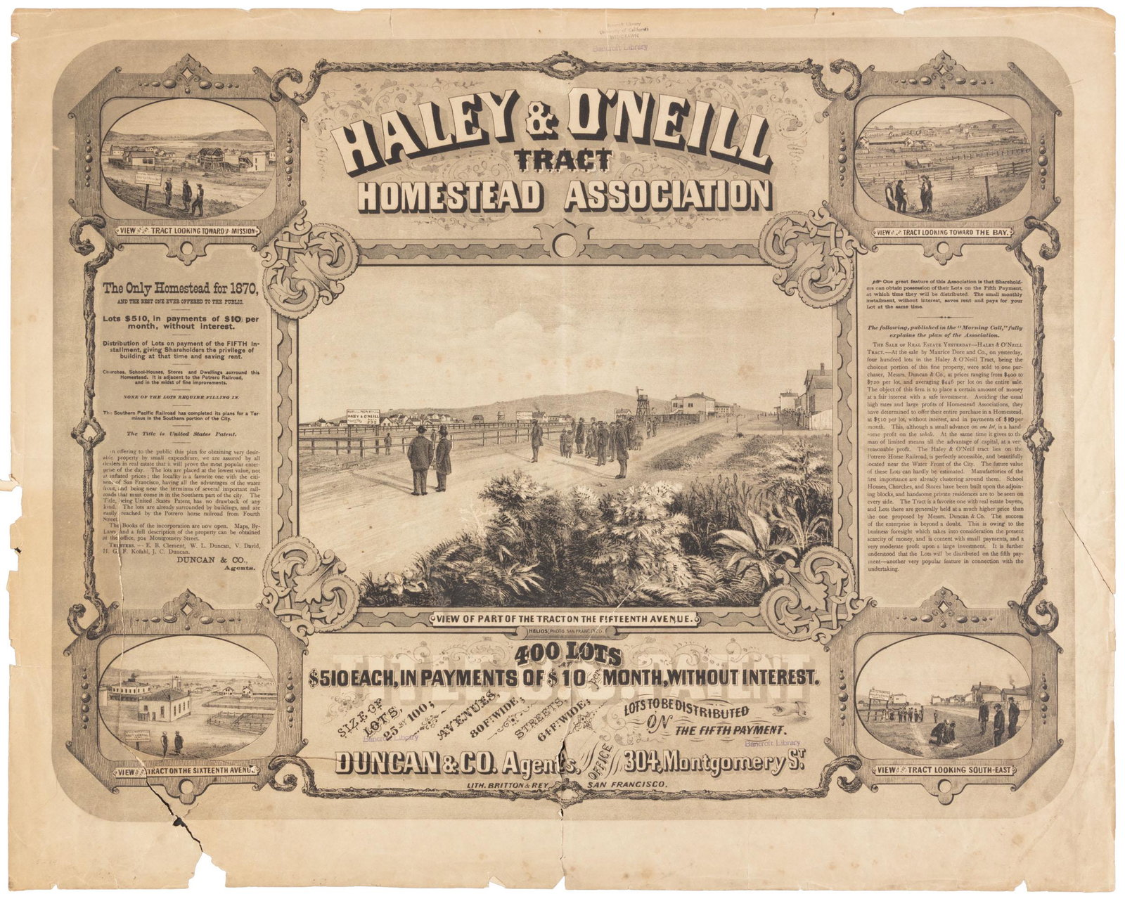 Homestead broadside for Potrero Hill,  S.F. 1870 (1 of 9)