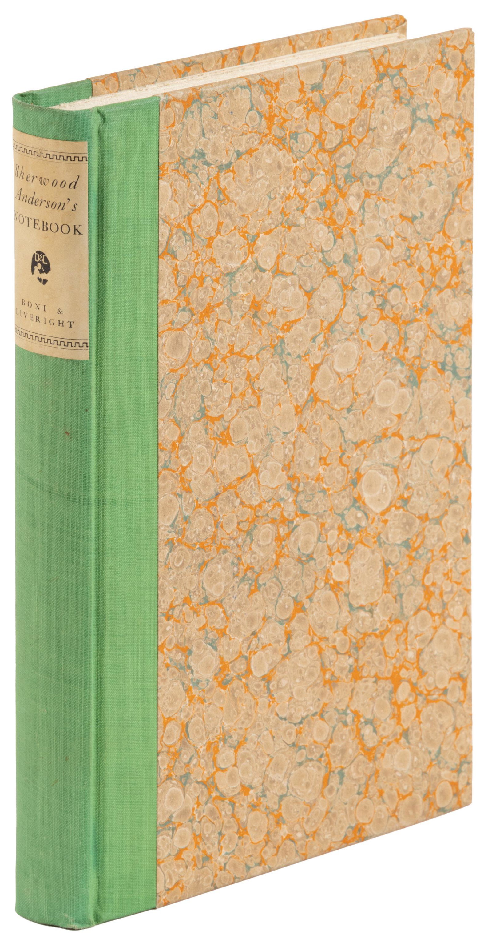 Signed by Sherwood Anderson, one of 225: Heading: Author: Anderson, Sherwood Title: Sherwood Anderson's Notebook Place Published: New York Publisher:Boni & Liveright Date Published: 1926 Description: cloth-backed marbl