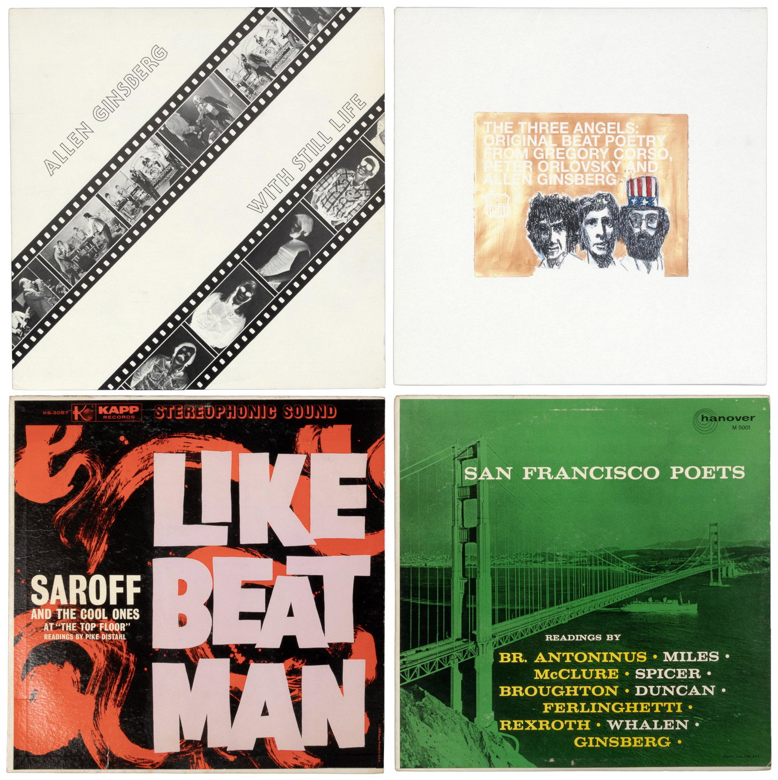 Four Beat vinyl LPs: Heading: (Records - Beat Literature) Author: Title: Four Beat vinyl LPs Place Published: Various places Publisher: Date Published: Various dates Description: Four vinyl records.