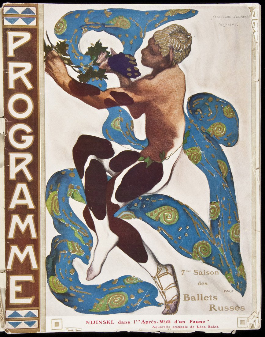 Programme Officiel des Ballets Russes 1912: Title: Programme Officiel des Ballets Russes, Mai-Juin 1912 Author: ** Description: [72] pp., including wrappers, plus additional thin paper outer wrapper. 8 full page color plates after Leon Bakst; n