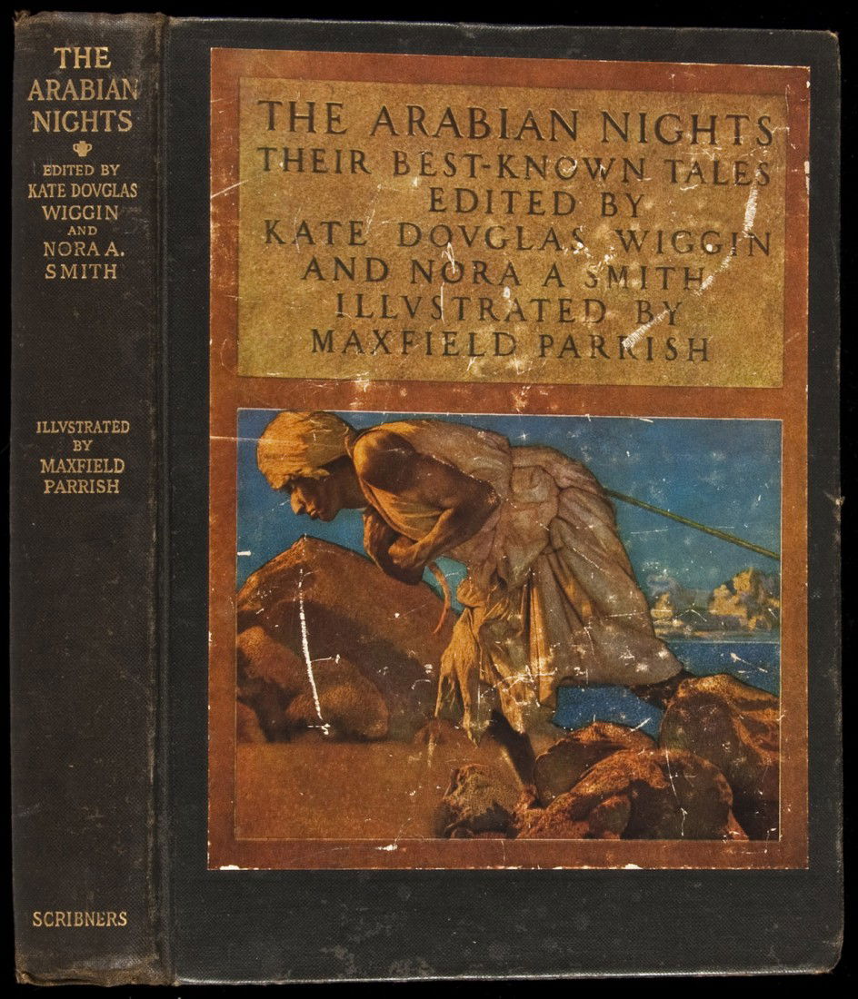The Arabian Nights Maxfield Parrish Illustrations: Title: The Arabian Nights: Their Best-Know Tales Author: Wiggin, Kate Douglas Description: Illustrated by Maxfield Parrish. 12 color plates plus illustrated title page. 9¼x7, original black cloth, sp