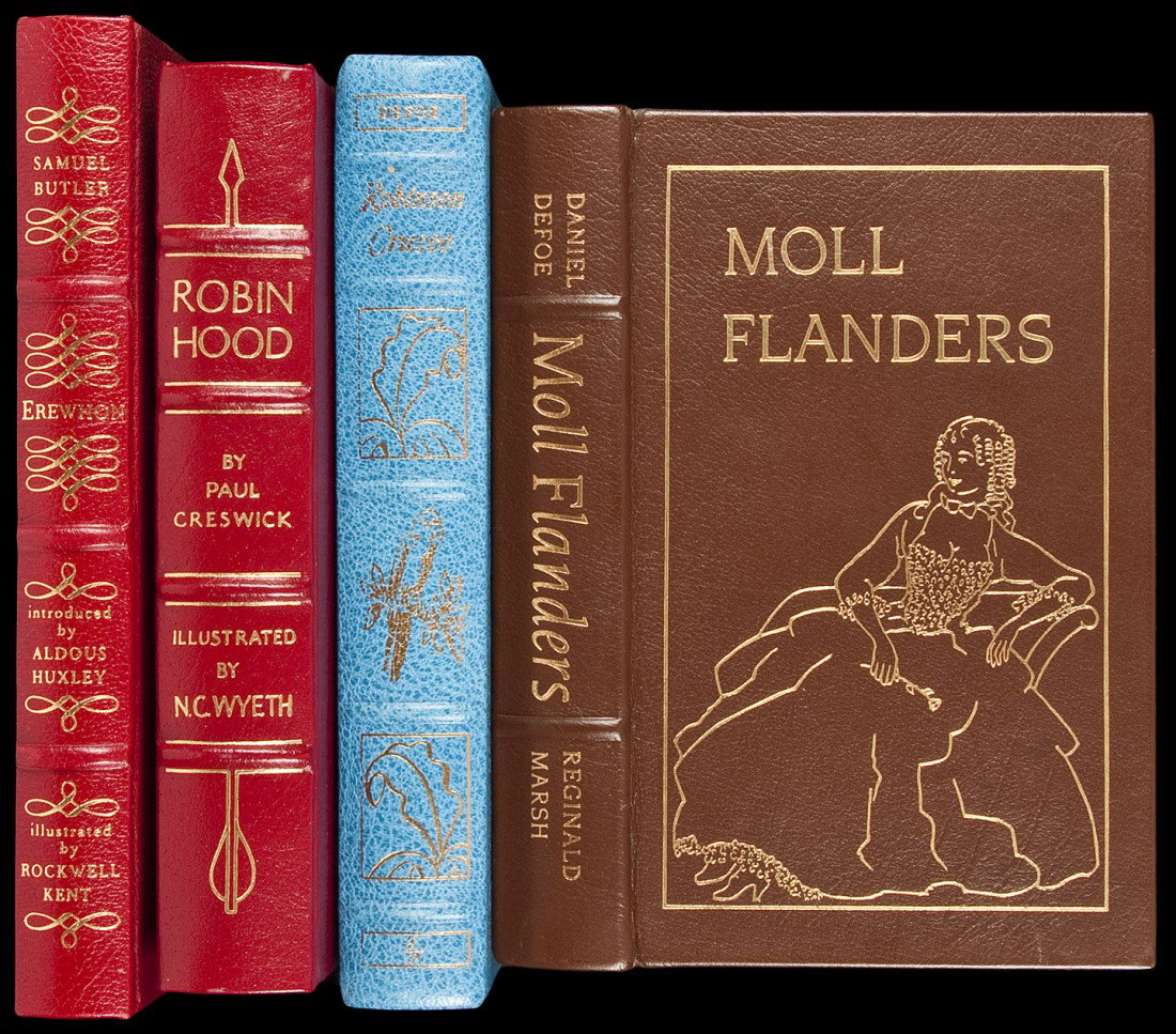 Four works of literature from the Easton Press: Title: Four works of literature from the Easton Press Author: ** Description: Includes: Creswick, Paul. Robin Hood. Illustrated by N.C. Wyeth. [1991]. * Defoe, Daniel. Moll Flanders. [1983]. * Defoe, 