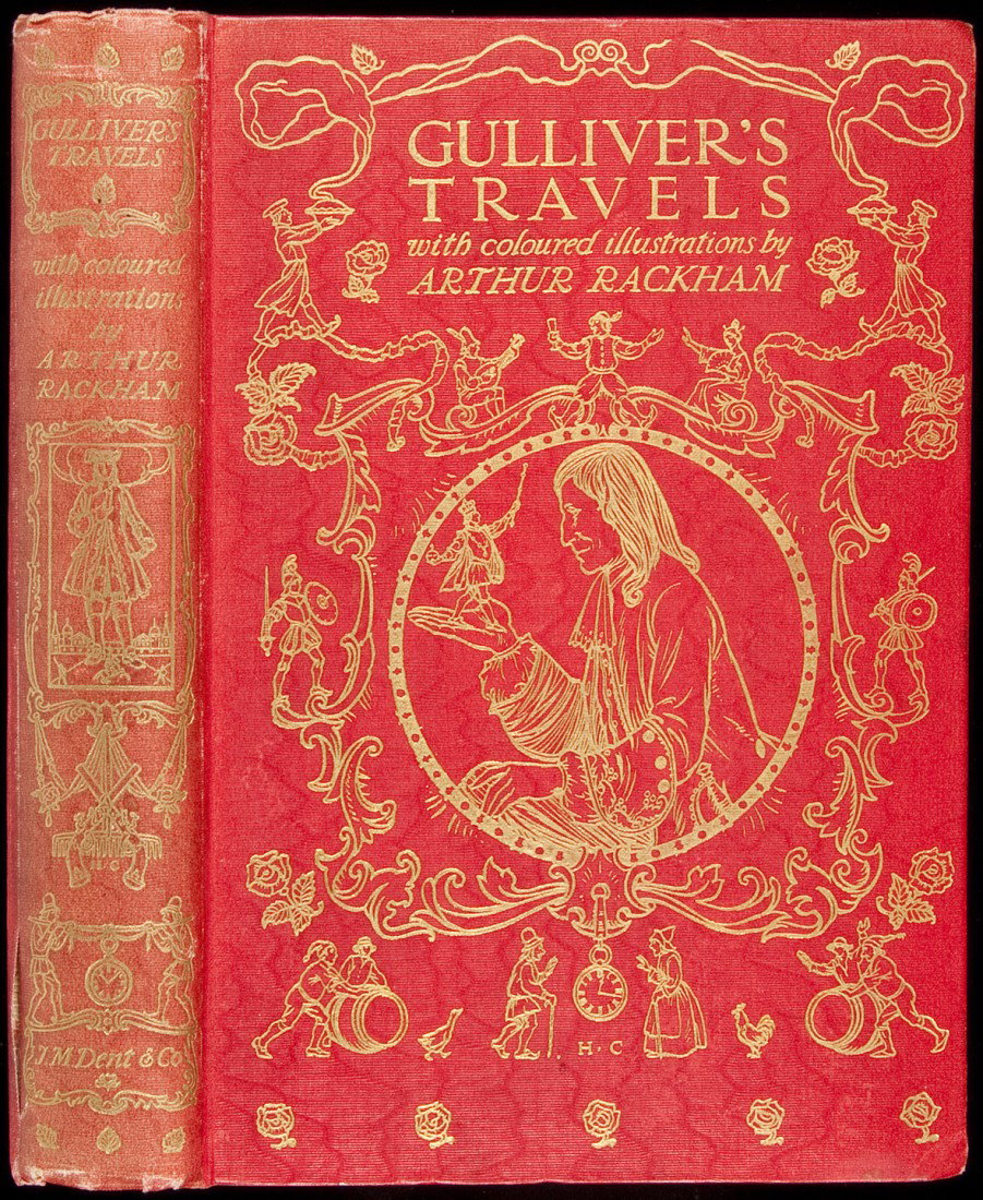 Gulliver's Travels Arthur Rackham Illustrations: Title: Gulliver's Travels Into Several Remote Nations of the World Author: Swift, Jonathan Description: xv, 291 pp. 12 color plates by Arthur Rackham. 9x6¼, original red cloth pictorially stamped in 