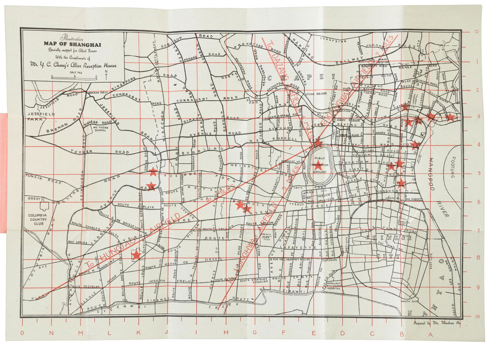 Post-war pocket map of Shanghai, China (1 of 5)