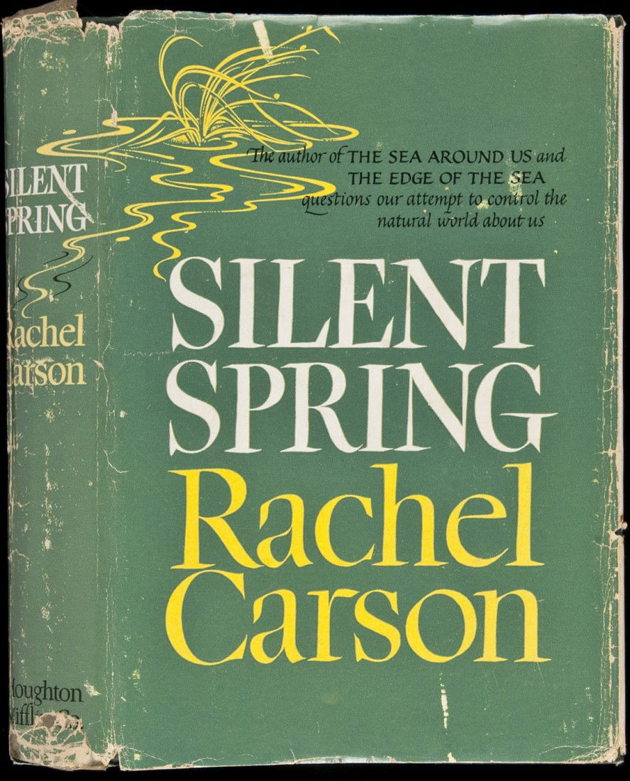 Silent Spring by Rachel Carson in dj: Title: Silent Spring Author: Carson, Rachel Description: xvi, 368. Illustrated by Lois and Louis Darling. Green cloth, lettered in gilt, top edge stained yellow, jacket. First Edition.Carson's influen