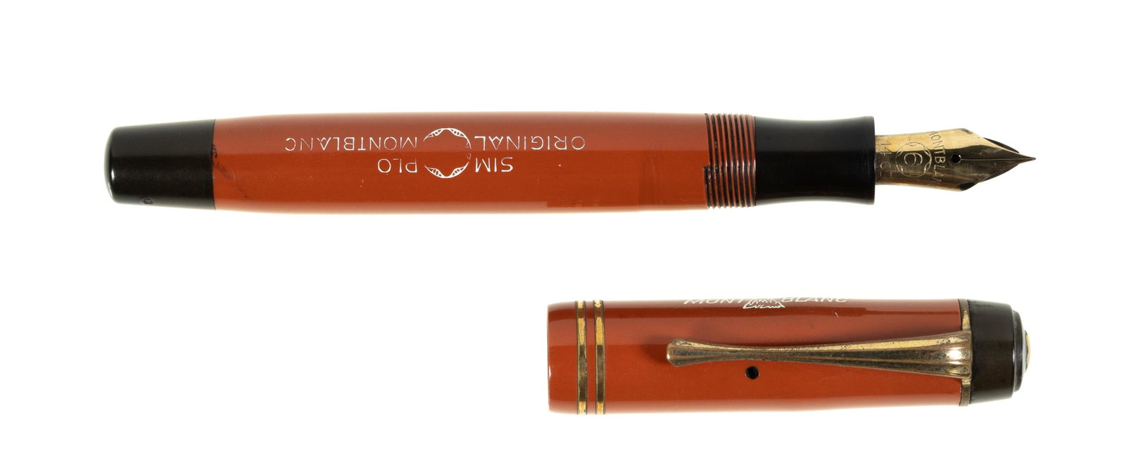 MONTBLANC No. 6 Coral Red Simplo FP, Danish, c.1940: Heading: Author: Montblanc Title: No. 6 Coral Red Push-Button Filler Fountain Pen, Danish Place Published: Publisher: Date Published: c.1940 Description: No. 6 coral red