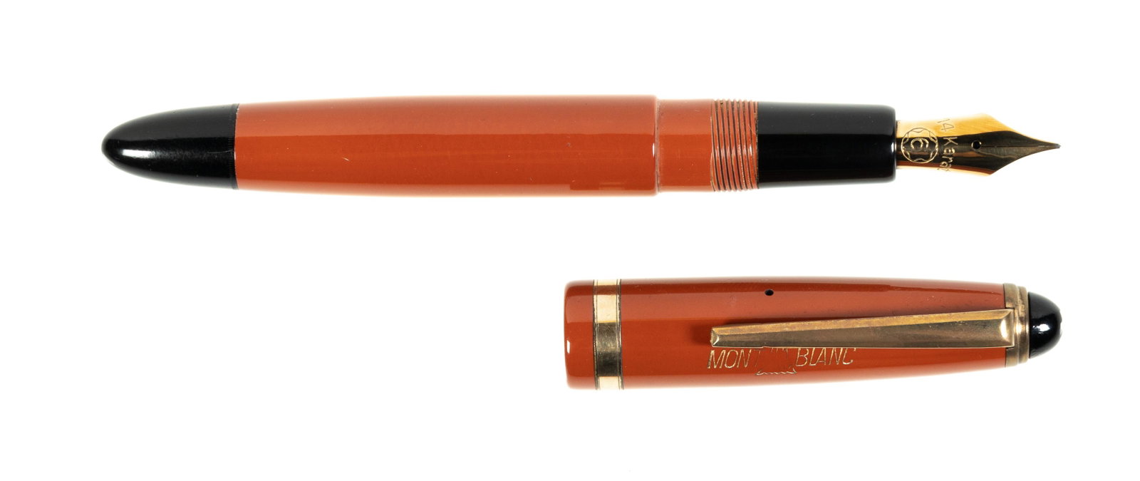 MONTBLANC No. 206 Coral Red FP, Danish, c.1950: Heading: Author: Montblanc Title: No. 206 Coral Red Button-Filler Fountain Pen, Danish Production Place Published: Publisher: Date Published: 1950-1954 Description: No. 20