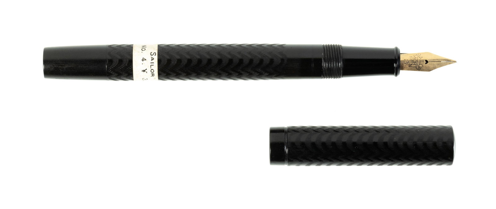 SAILOR #4 Chased BHR Fountain Pen, c.1930s: Heading: Author: Sailor Title: No. 4 Chased Black Hard Rubber Fountain Pen, No. 3 Nib Place Published: Publisher: Date Published: c.1930s Description: Chased black hard r