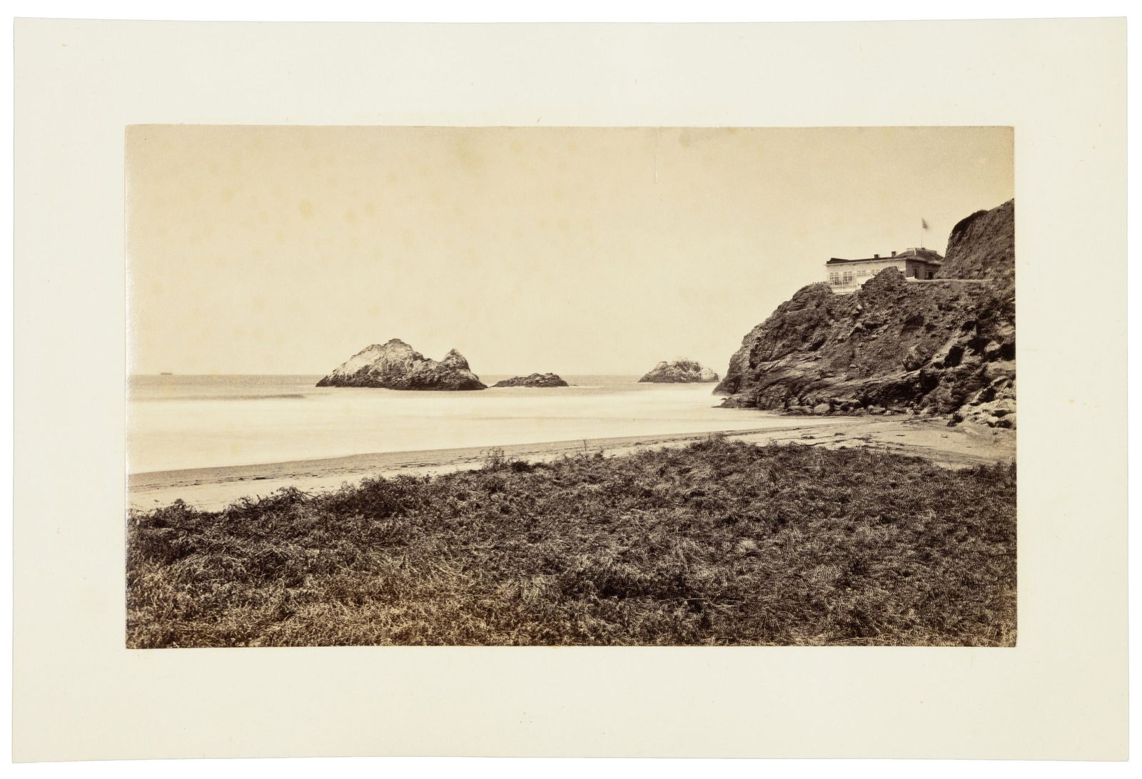Carleton E. Watkins at the Cliff House: Heading: Author: Watkins, Carleton E. Title: Cliff House from Ocean Beach, San Francisco Place Published: San Francisco Publisher: Date Published: c. 1880's Description: Al