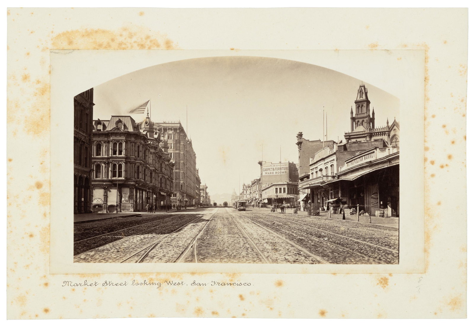 Carleton E. Watkins in San Francisco: Heading: Author: Watkins, Carleton E. Title: Market Street Looking West, San Francisco [with] Palace Hotel, San Francisco Place Published: San Francisco Publisher: Date Published: c. 1880's<