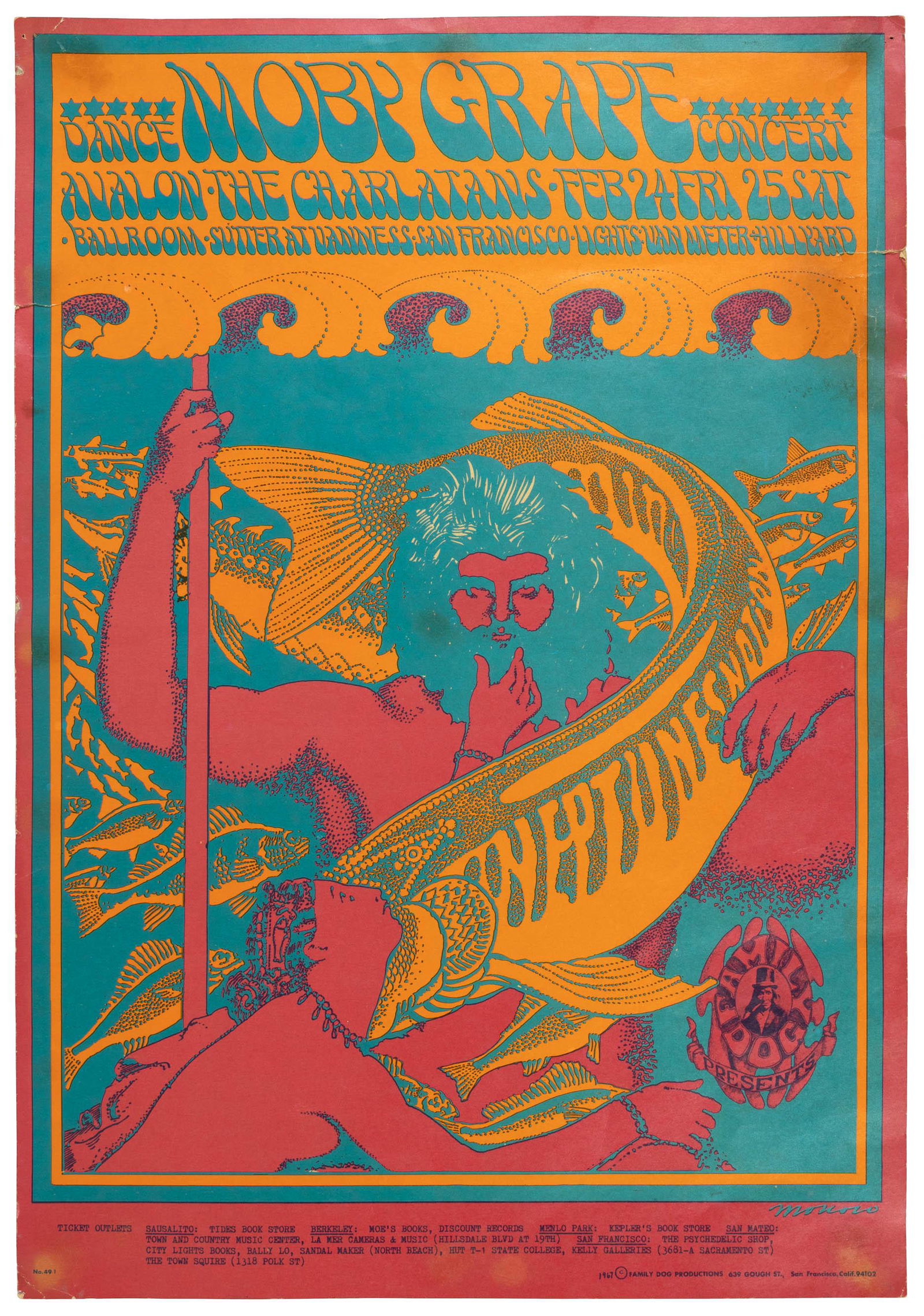 Moby Grape at the Avalon Ballroom: Heading: (Rock Posters) Author: Moscoso, Victor Title: Moby Grape, the Charlatans at the Avalon Ballroom - February 24-26, 1967 Place Published: San Francisco Publisher:Family Dog Productions Dat