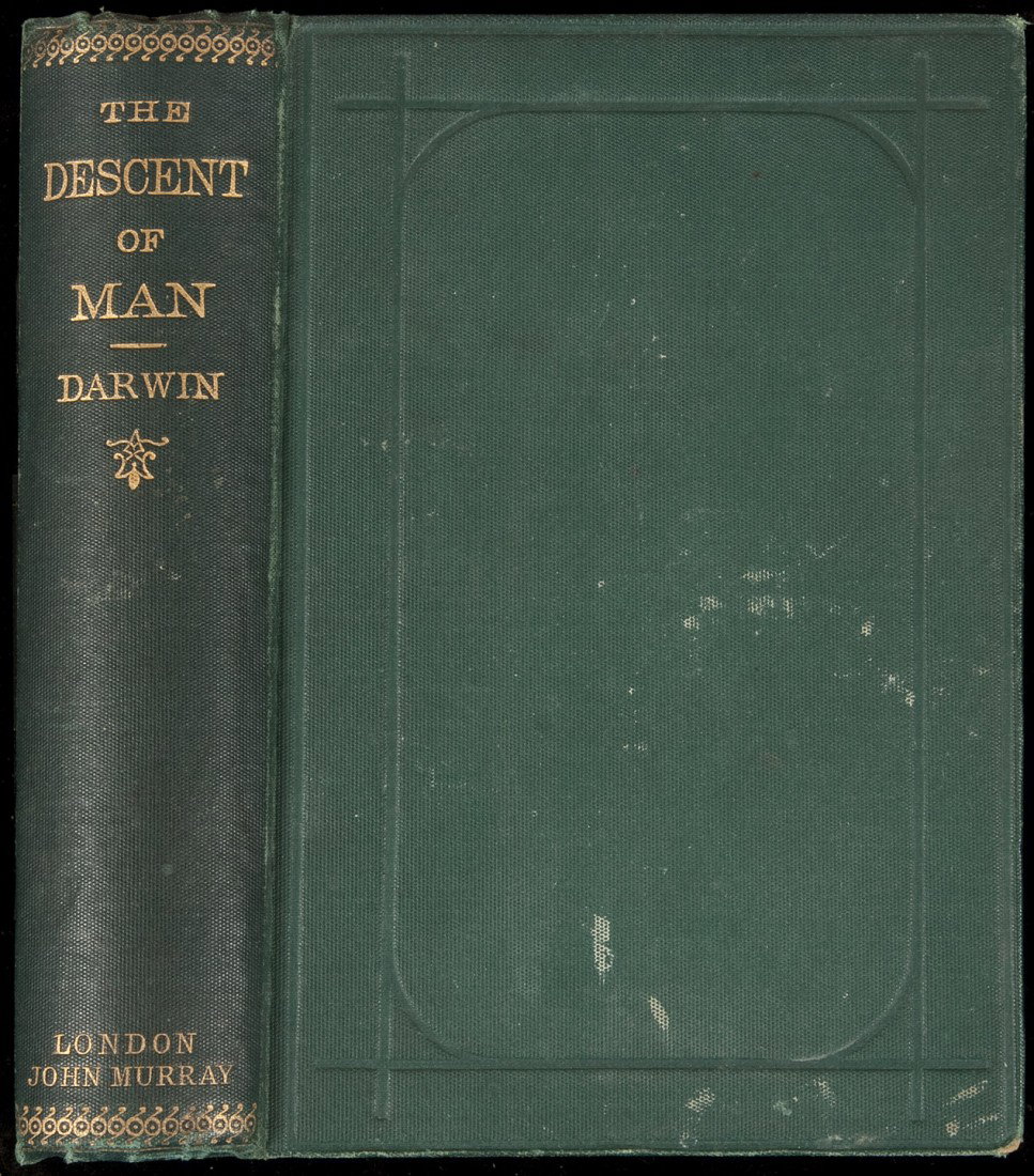 Darwin's Descent of Man 1887 Edition: Title: The Descent of Man, and Selection in Relation to Sex Author: Darwin, Charles Description: (8vo), original green cloth, spine lettered in gilt. Second Edition, Twenty-first Thousand. Heading: Pl