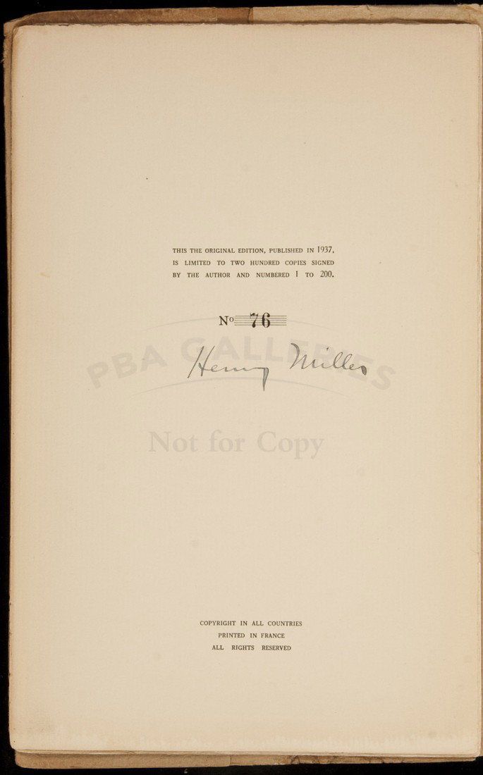 Scenario (A Film With Sound) 1/200 signed: Title: Scenario (A Film With Sound) Author: Miller, Henry Description: 25x16 cm. (9¾x6"), loose signatures as issued within tan wrappers. No. 76 of 200 copies. First Edition.Signed by Henry Miller on