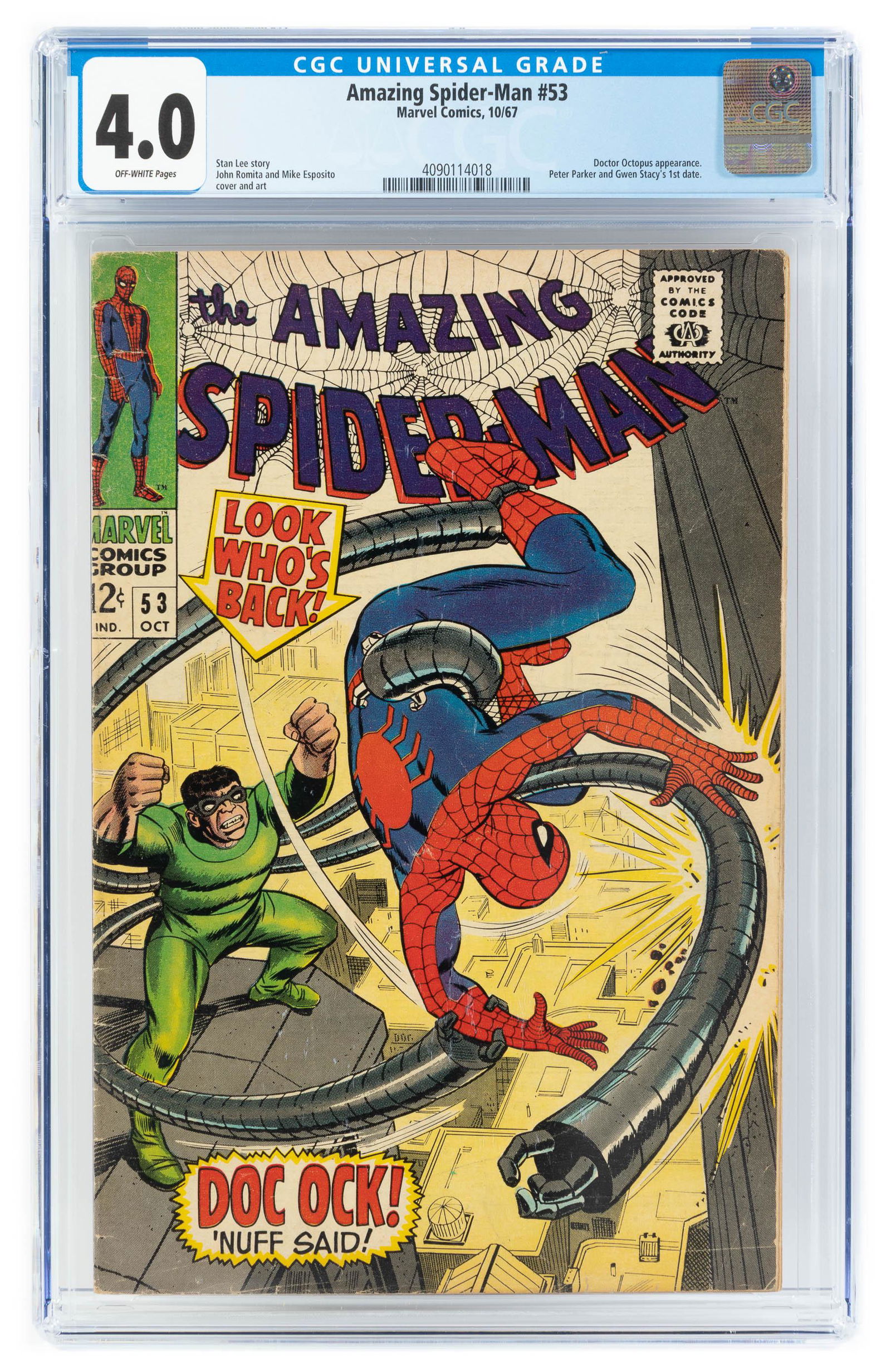 AMAZING SPIDER-MAN #53 * CGC 4.0 * Warren Piece: Gwen's Sex-Clone Foretold (1 of 2)