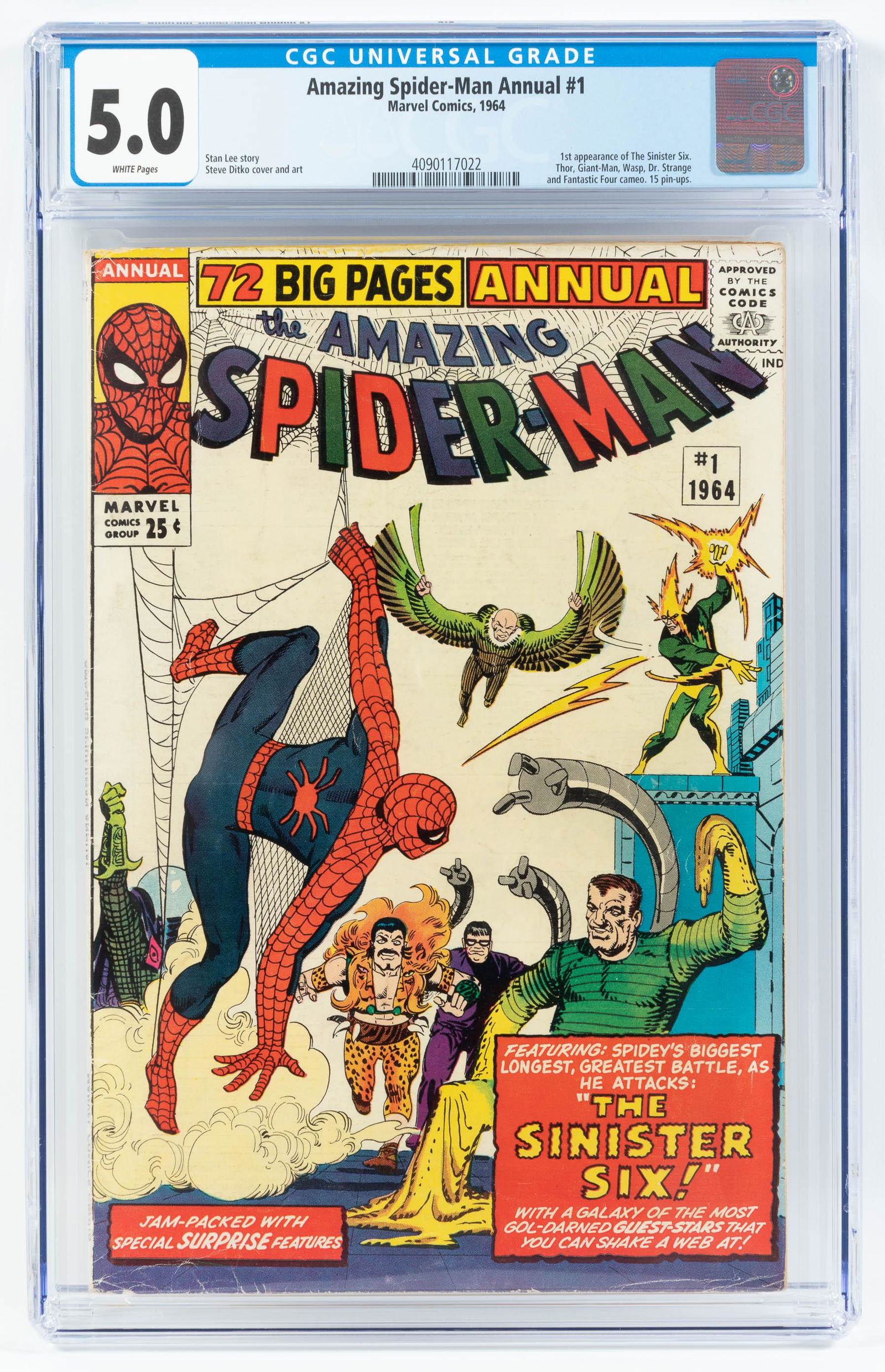 AMAZING SPIDER-MAN ANNUAL #1 * CGC 5.0 * 1st Sinister Six * Spidey's Sgt Pepper's (1 of 2)