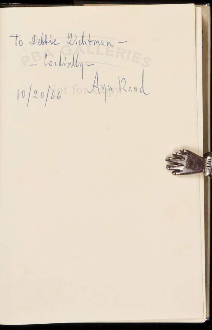 Ayn Rand For the New Intellectial Inscribed: Title: For the New Intellectual: The Philosophy of Ayn Rand Author: Rand, Ayn Description: Black cloth, dust jacket. Sixth Printing.Inscribed by Rand on the front flyleaf. "To Debbie Lichtman - Cordia