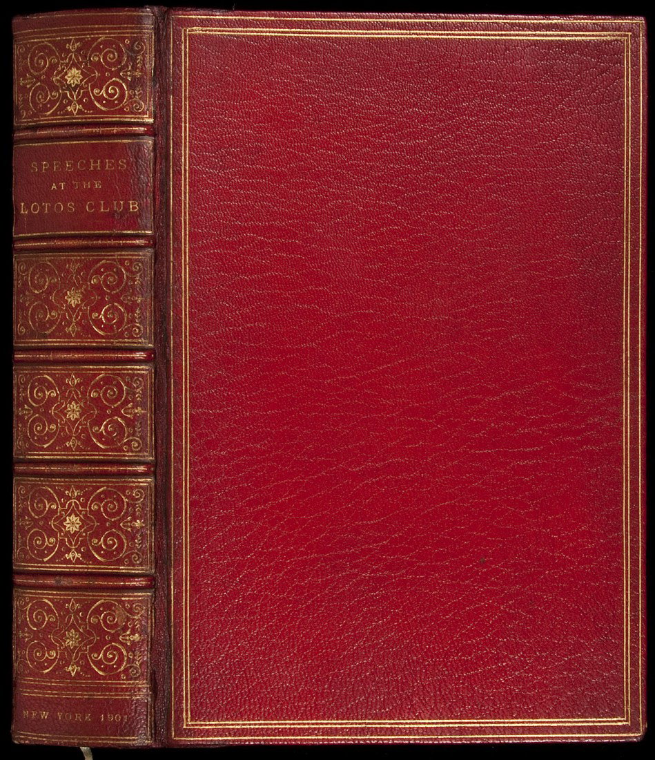 After Dinner Speeches at the Lotos Club 1/100: Title: After Dinner Speeches at the Lotos Club Author: ** Description: Arranged by John Elderkin, Chester S. Lord & Horation N. Fraser. xxii, [2], 414 pp. Frontispiece and 12 inserted plates. (8vo) fu