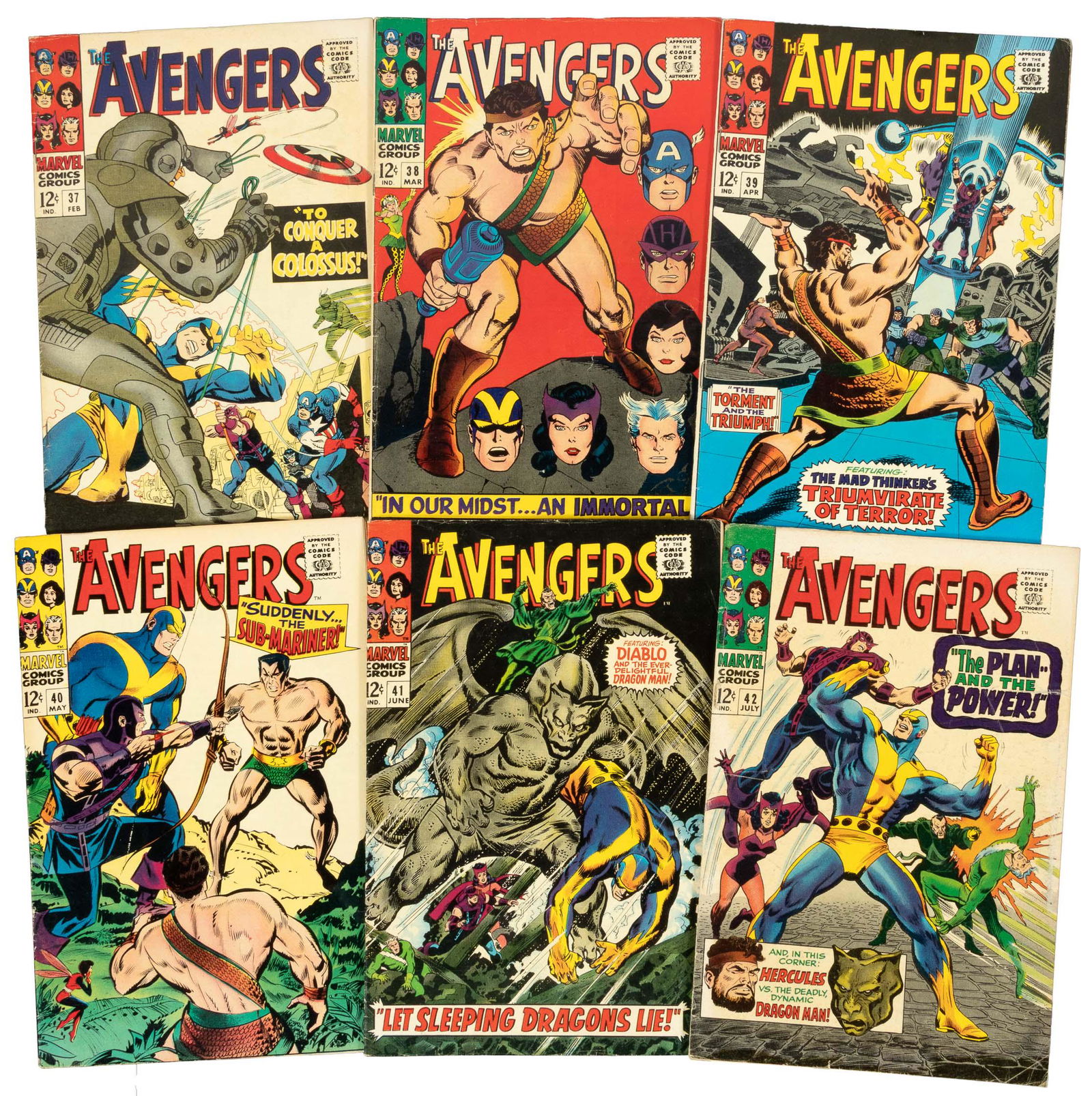 AVENGERS #'s 37-42 * Lot of 6 Comics (1 of 1)