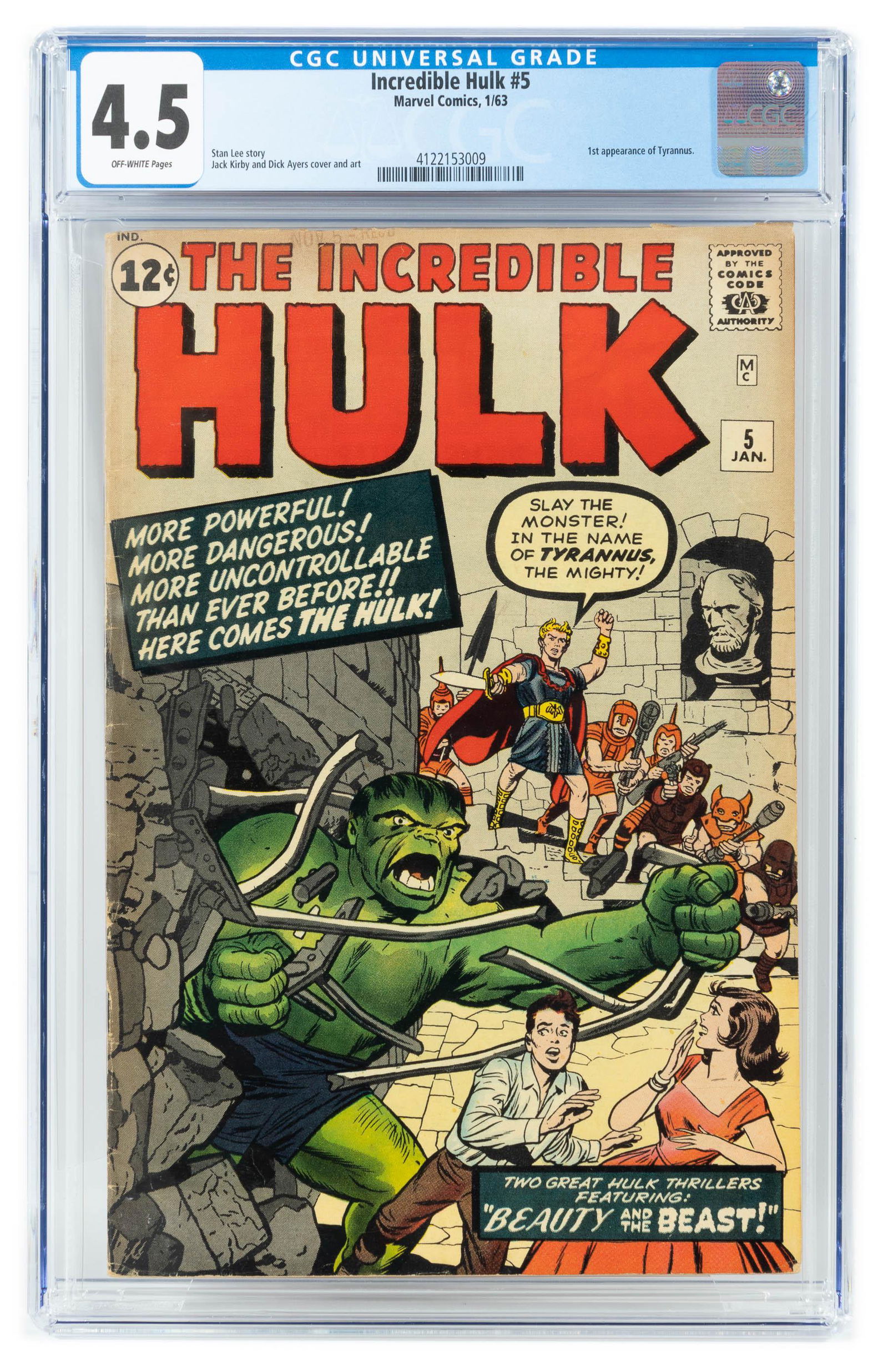 INCREDIBLE HULK #5 * CGC 4.5 * 1st Tyrannus (1 of 2)