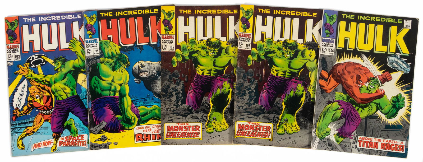 INCREDIBLE HULK #s 103-106 * Lot of 6 Mags (1 of 1)