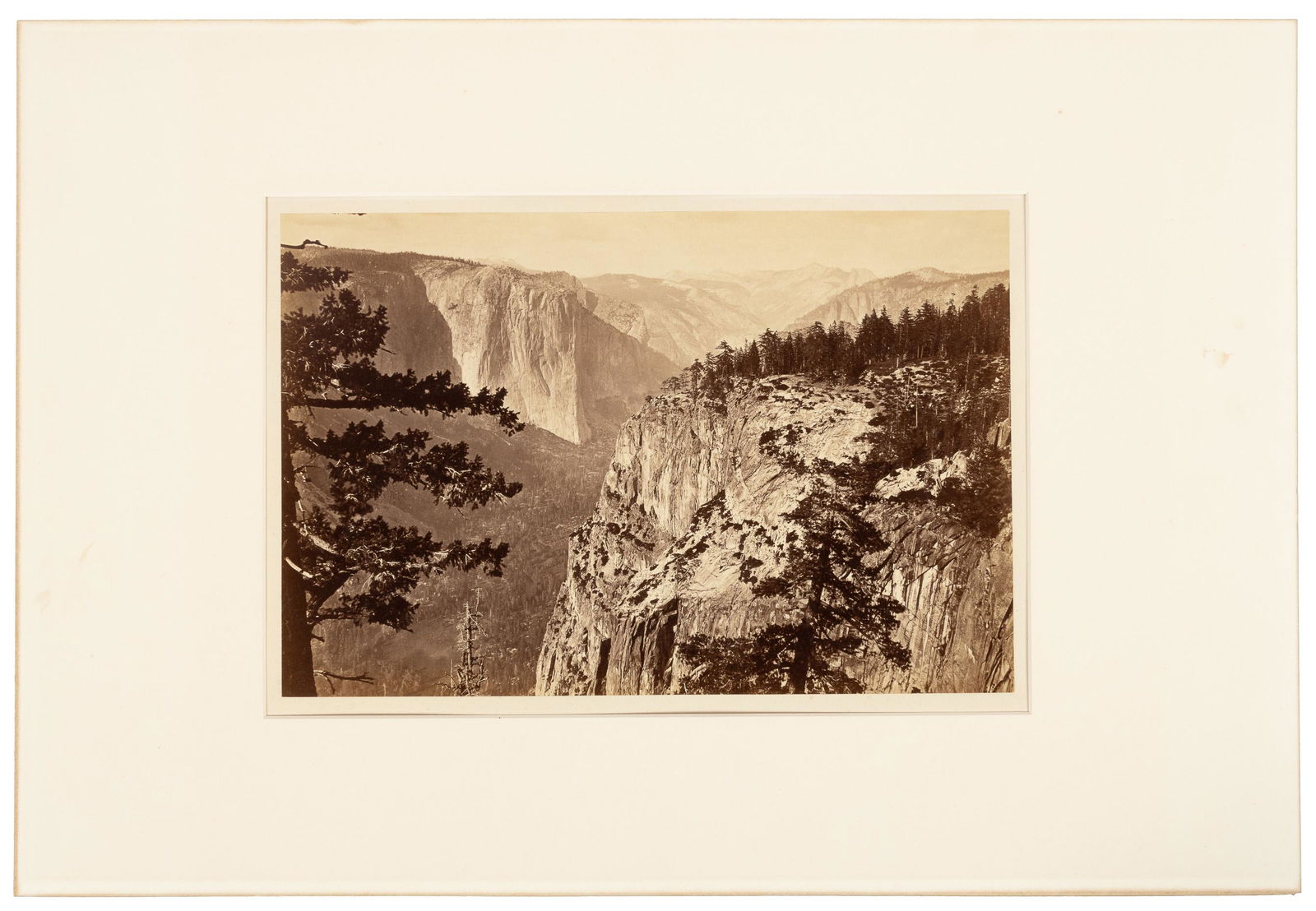 Carleton E. Watkins' First View of the Yosemite: Heading: Author: Watkins, Carleton E. Title: First View of the Yosemite Valley from Mariposa Trail Place Published: San Francisco Publisher: Date Published: c. 1860's-1880's Descriptio