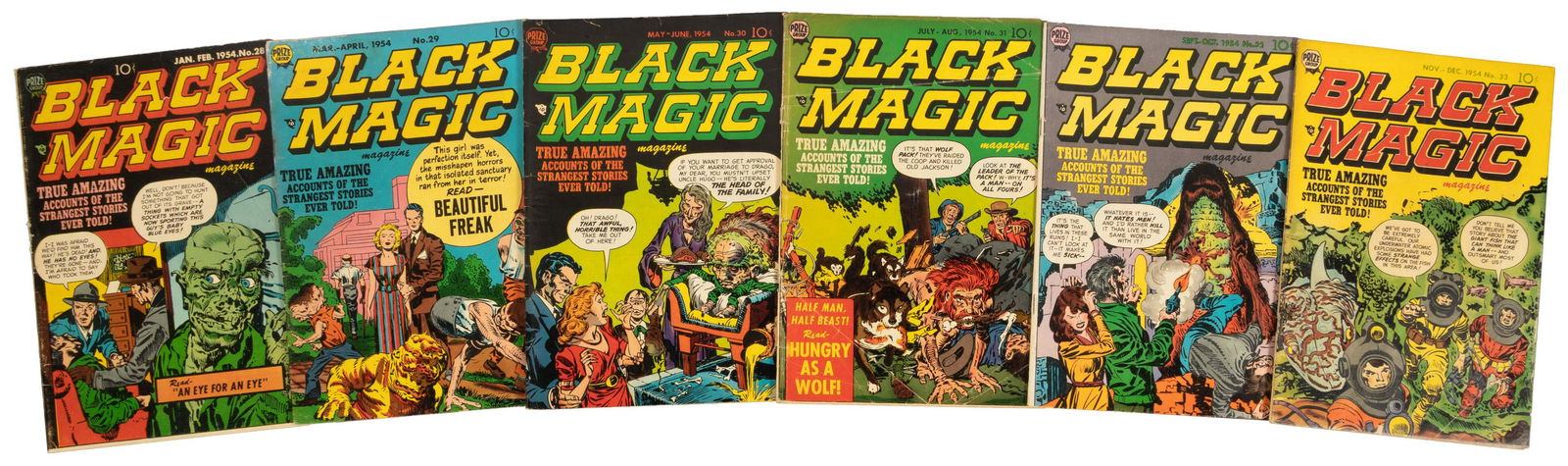 BLACK MAGIC #s 28, 29, 30, 31, 32,33 * Lot of 6 Mags * Steve DITKO (1 of 1)