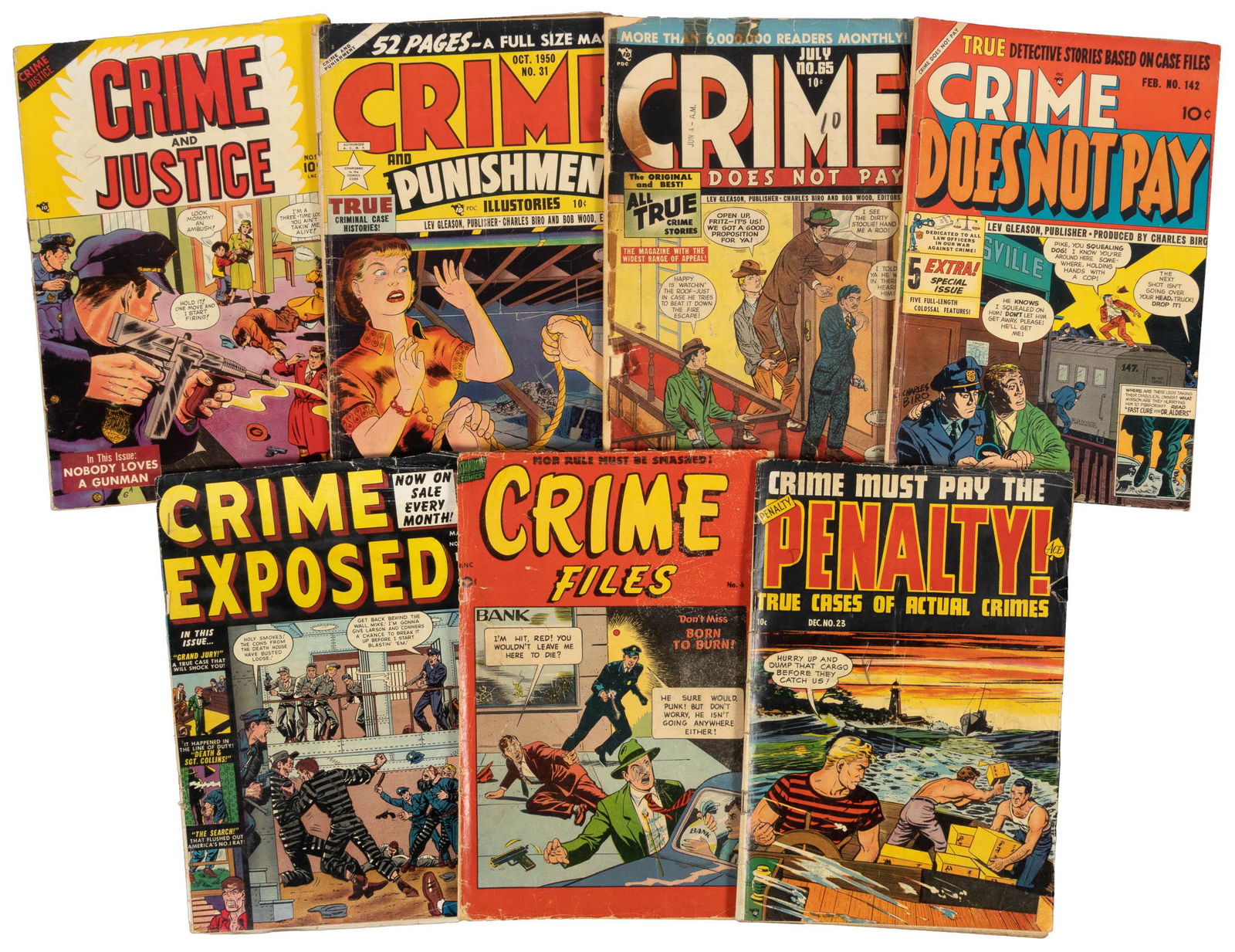 CRIME COMICS: Lot of 7 1950s Crime Mags * Alex TOTH * Bill EVERETT * Joe KUBERT (1 of 1)